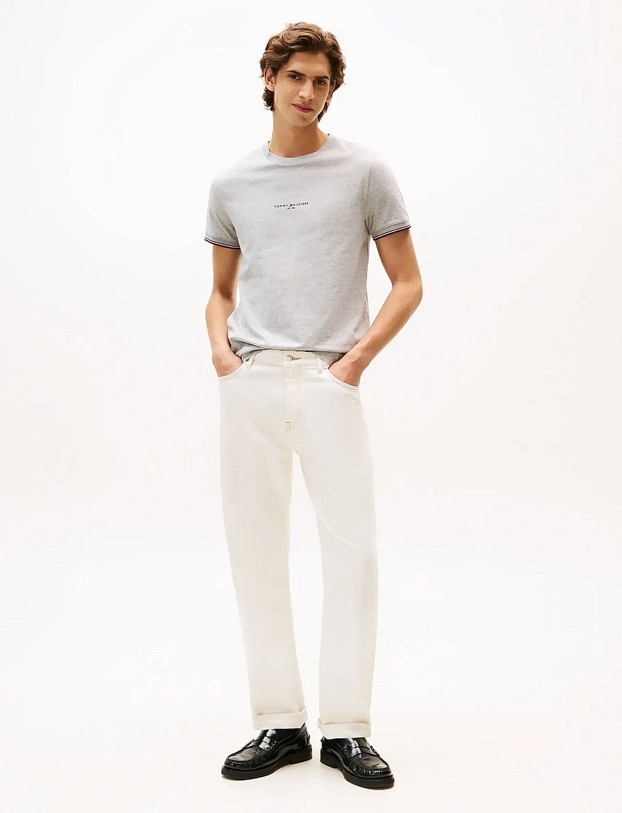 Tommy Hilfiger - TOMMY LOGO TIPPED TEE - lühikeste varrukatega t-särgid - light grey heather - 2