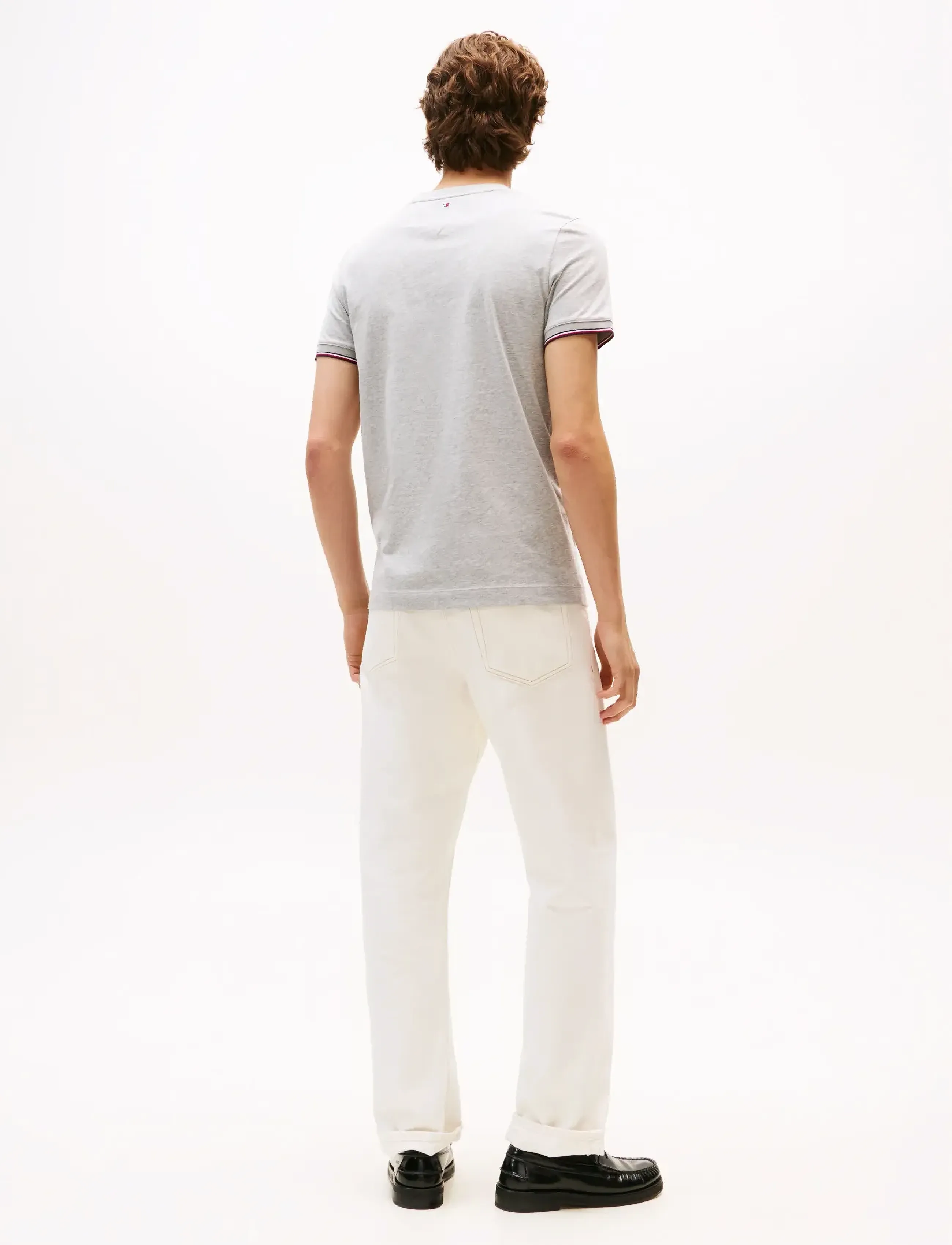 Tommy Hilfiger - TOMMY LOGO TIPPED TEE - kortærmede t-shirts - light grey heather - 3