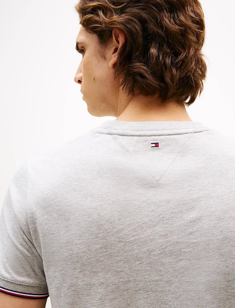 Tommy Hilfiger - TOMMY LOGO TIPPED TEE - lühikeste varrukatega t-särgid - light grey heather - 4