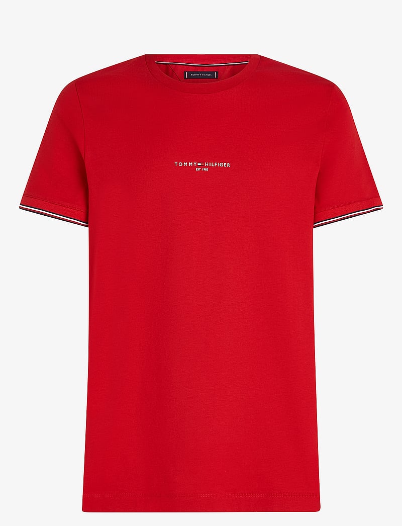 Tommy Hilfiger - TOMMY LOGO TIPPED TEE - kortärmade t-shirts - medium red - 1