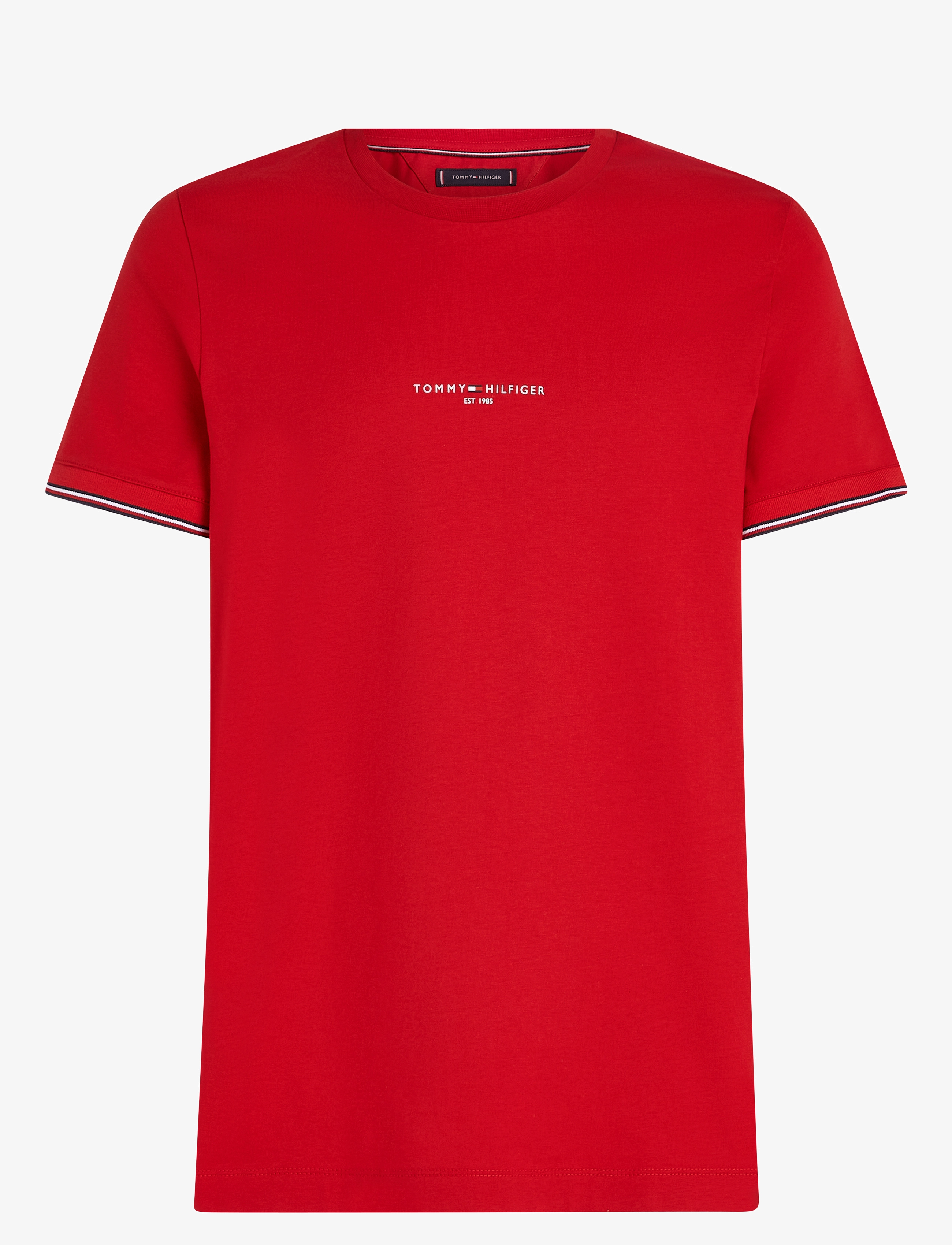 Tommy Hilfiger TOMMY LOGO TIPPED TEE - Basic T-Shirts - MEDIUM RED / red