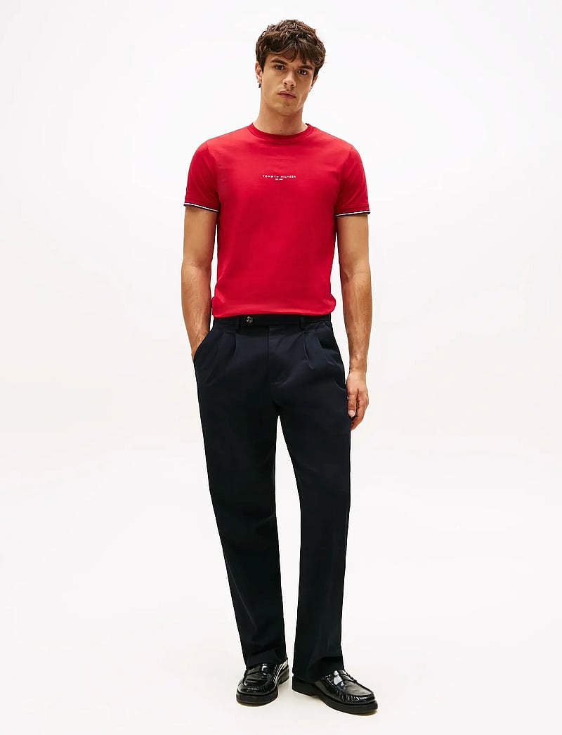 Tommy Hilfiger - TOMMY LOGO TIPPED TEE - kortärmade t-shirts - medium red - 2