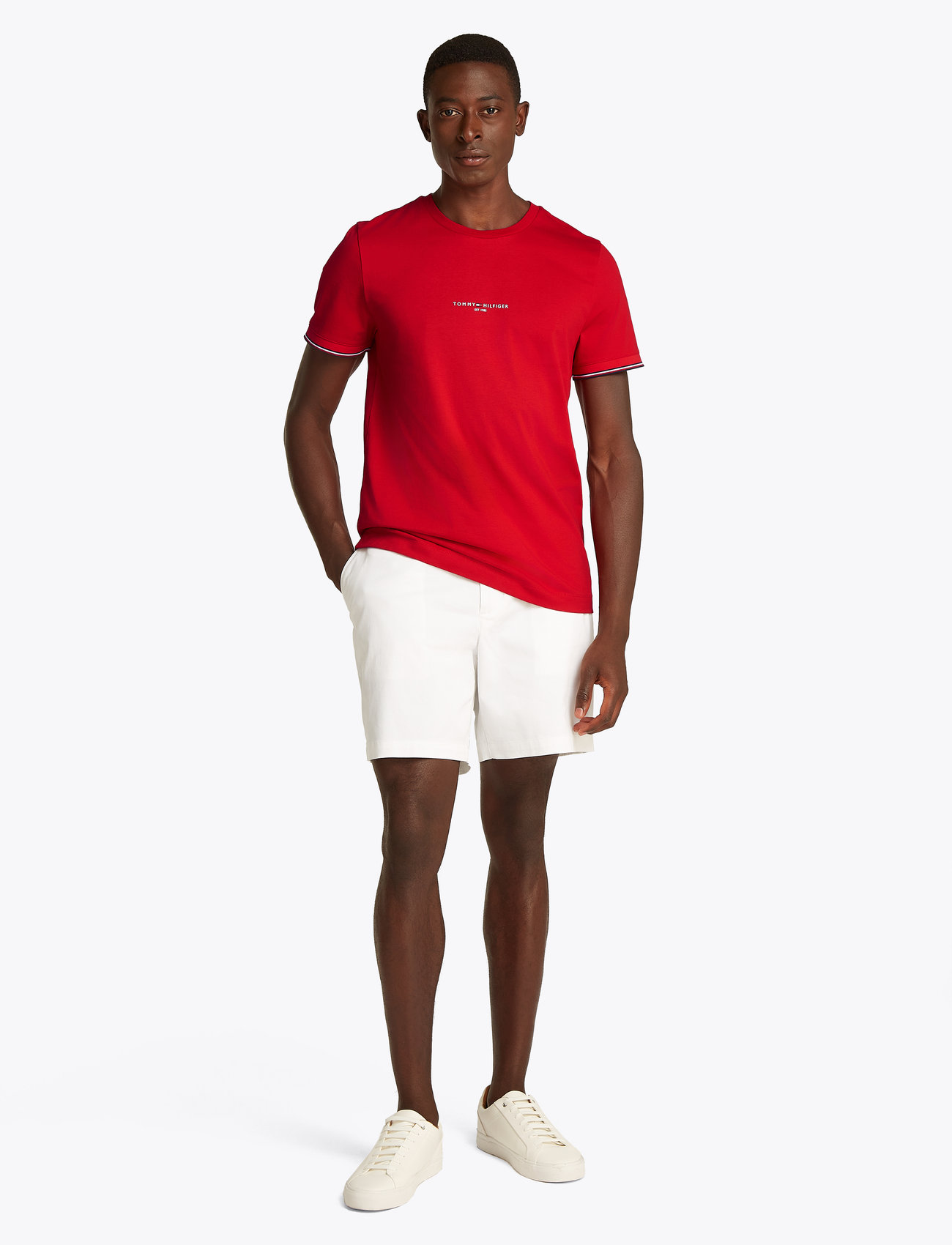 Tommy Hilfiger - TOMMY LOGO TIPPED TEE - kortärmade t-shirts - medium red - 4