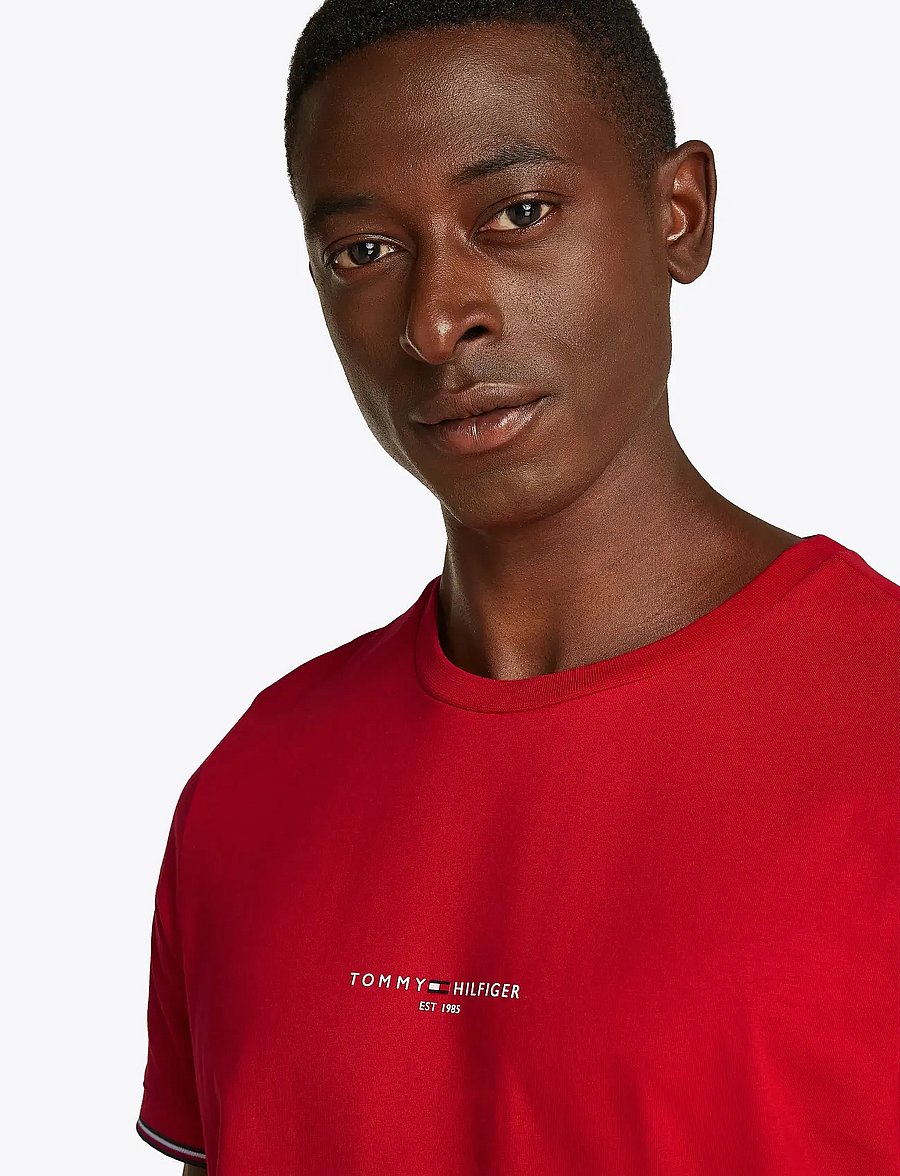 Tommy Hilfiger - TOMMY LOGO TIPPED TEE - kurzärmelig - medium red - 4