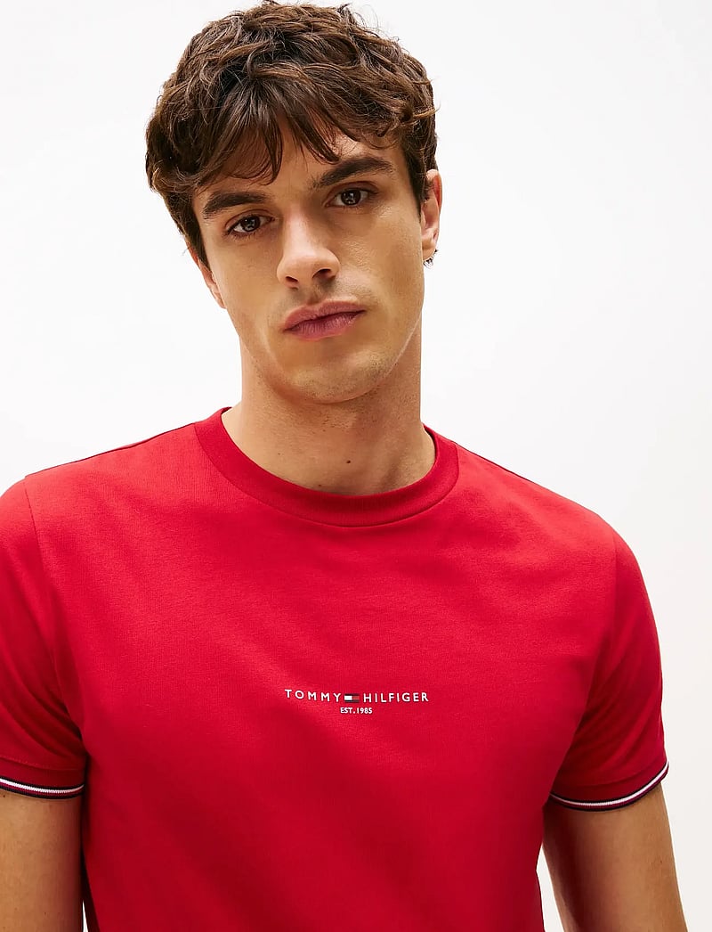 Tommy Hilfiger - TOMMY LOGO TIPPED TEE - kortärmade t-shirts - medium red - 5