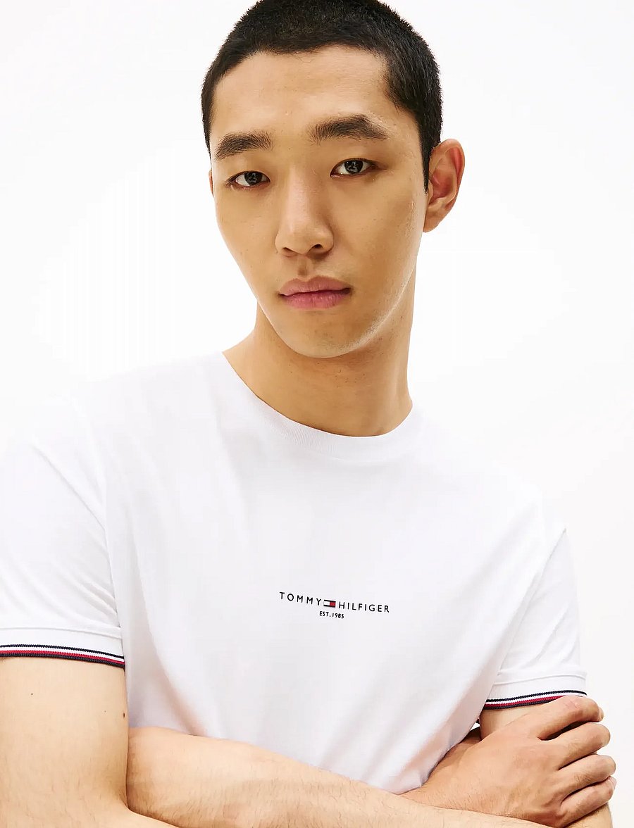 Tommy Hilfiger - TOMMY LOGO TIPPED TEE - lühikeste varrukatega t-särgid - white - 5