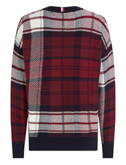 Tommy Hilfiger - CHECK TEXTURE V NECK - knitted v-necks - deep rouge multi - 4