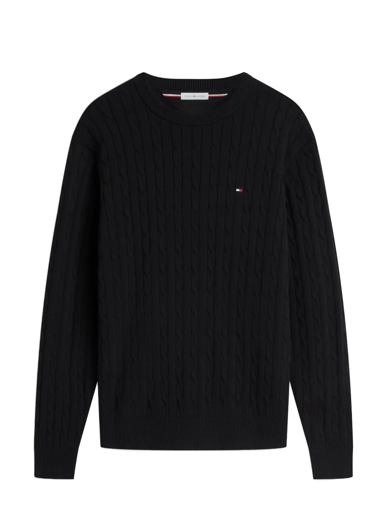 TOMMY HILFIGER Klassisch Baumwolle Cable Crew Neck Schwarz - XXXL - Herren