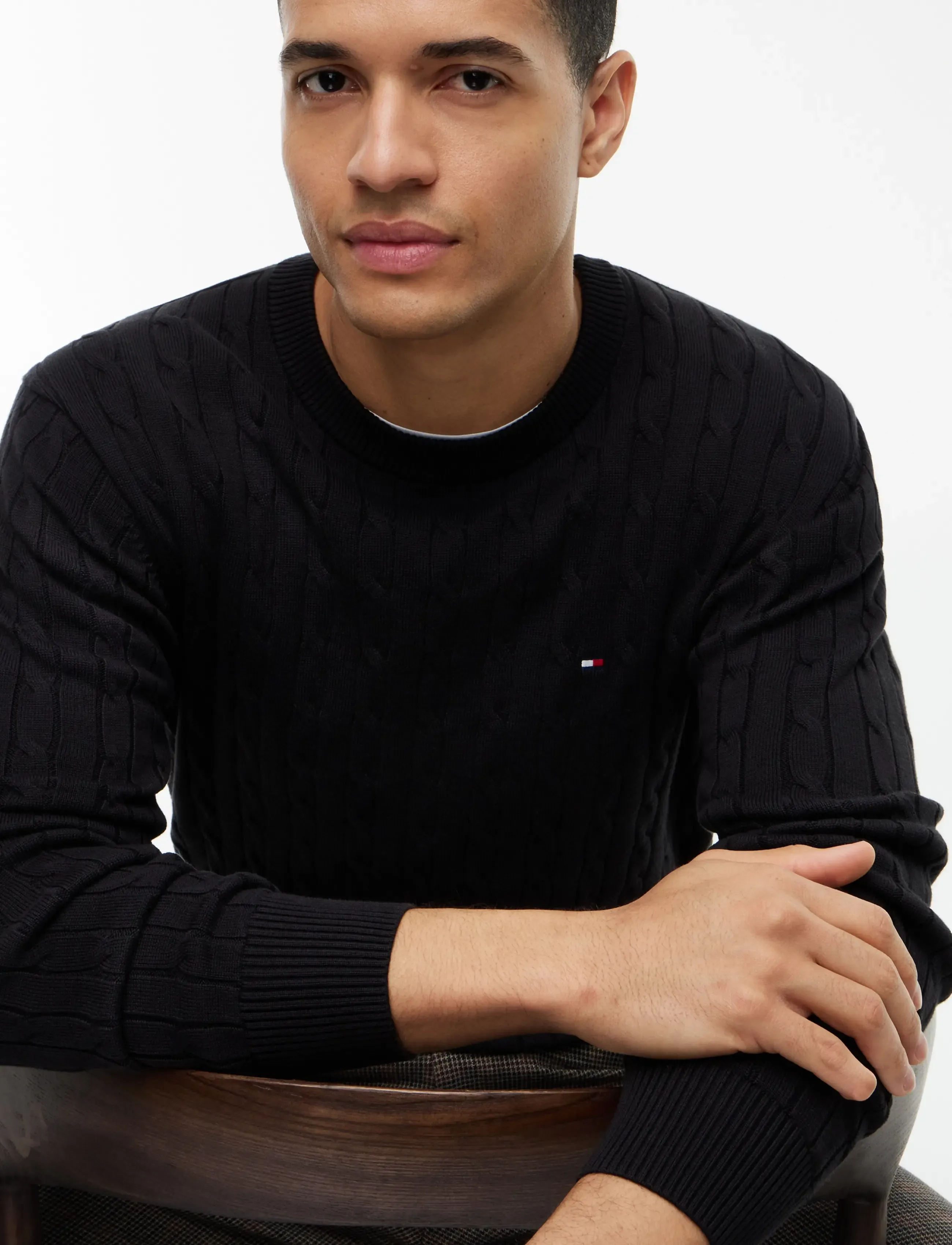 Tommy Hilfiger - CLASSIC COTTON CABLE CREW NECK - tavalised kudumid - black - 3
