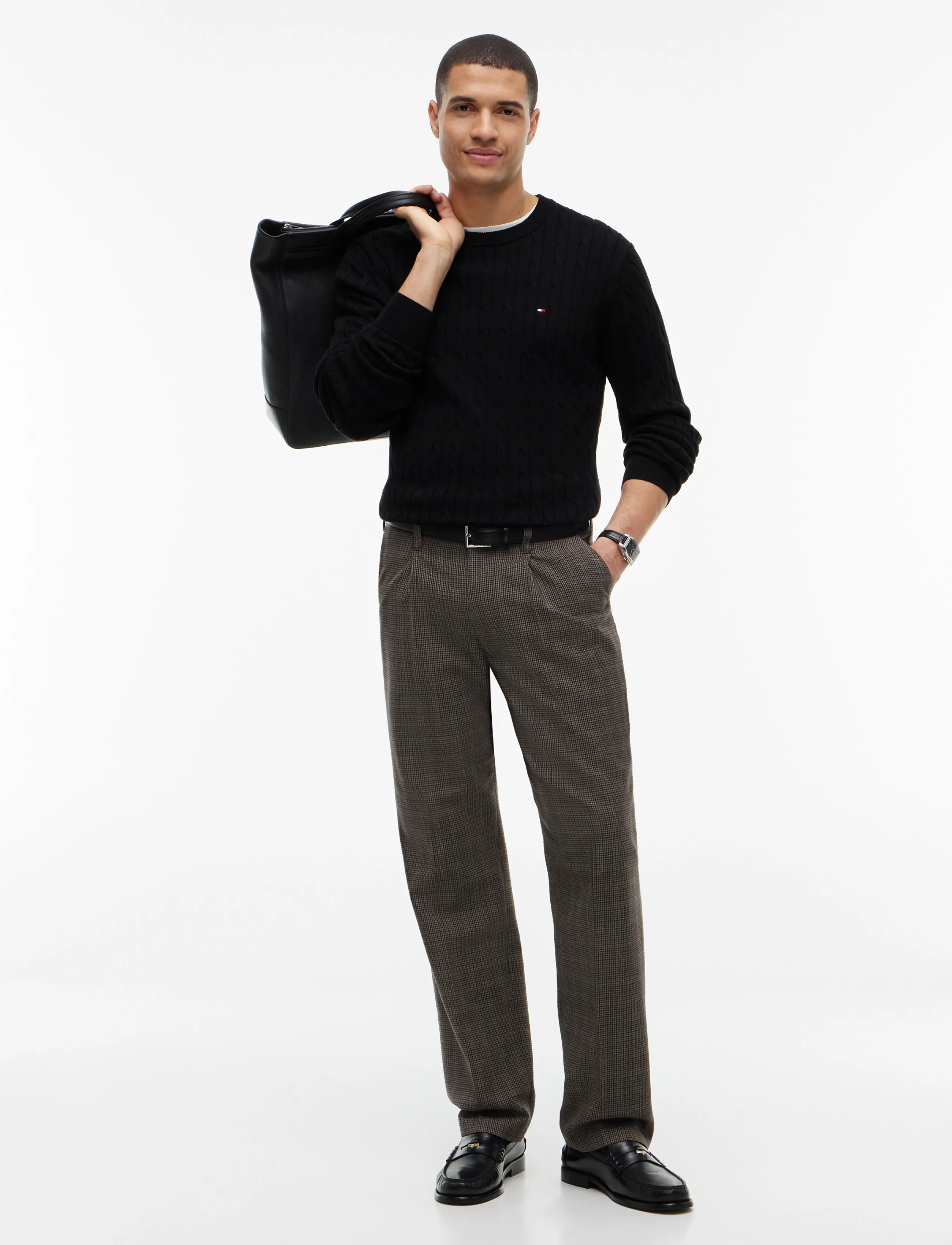 Tommy Hilfiger - CLASSIC COTTON CABLE CREW NECK - basic-strickmode - black - 4