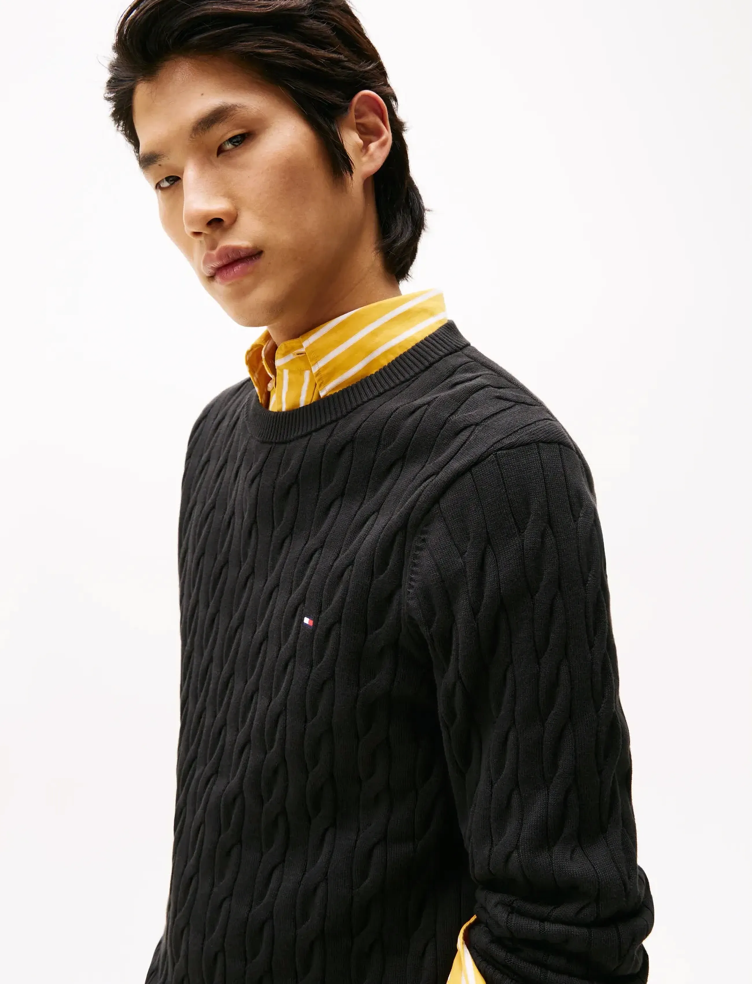 Tommy Hilfiger - CLASSIC COTTON CABLE CREW NECK - rundhalsad - black - 4