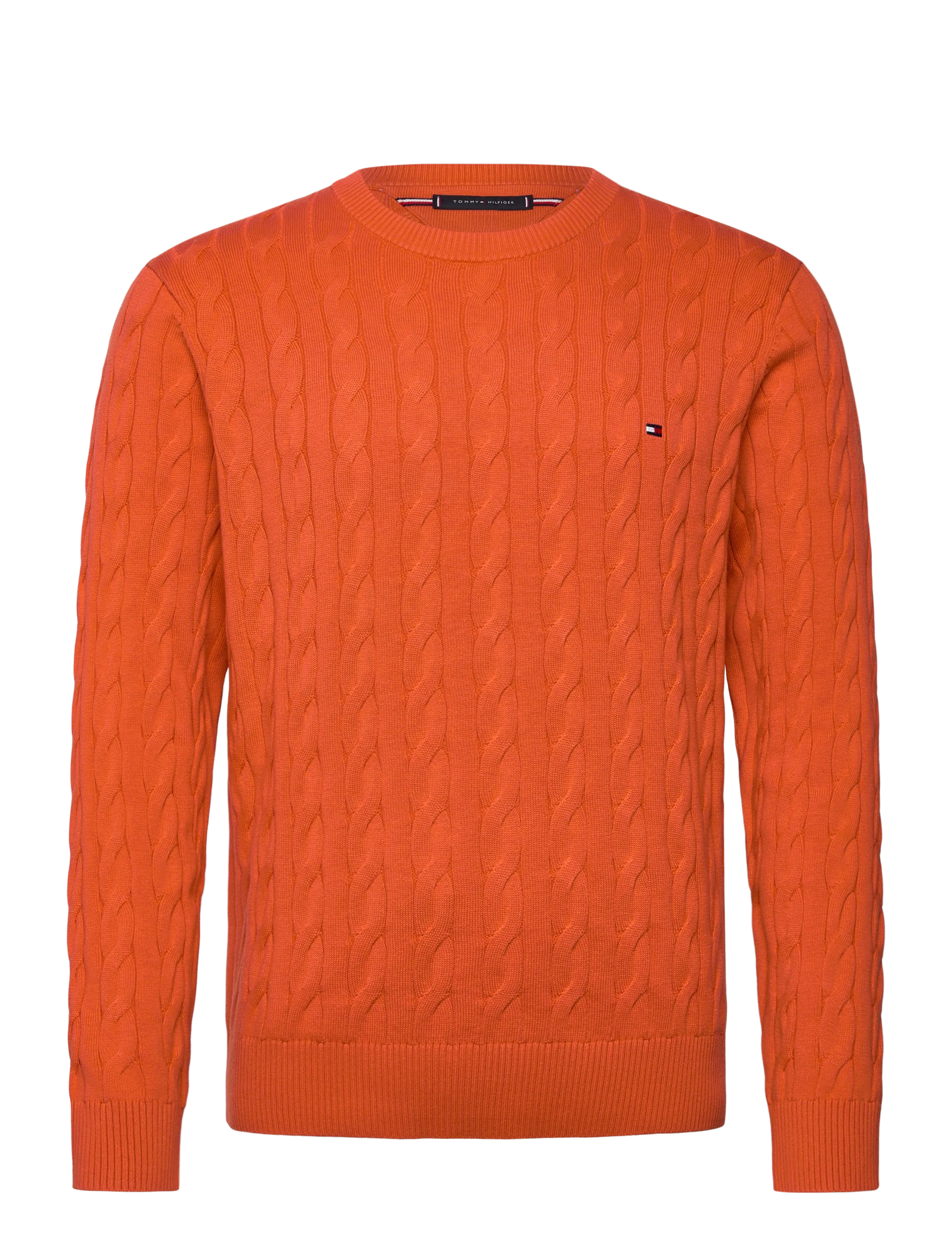 CLASSIC COTTON CABLE CREW NECK - BRILLIANT ORANGE