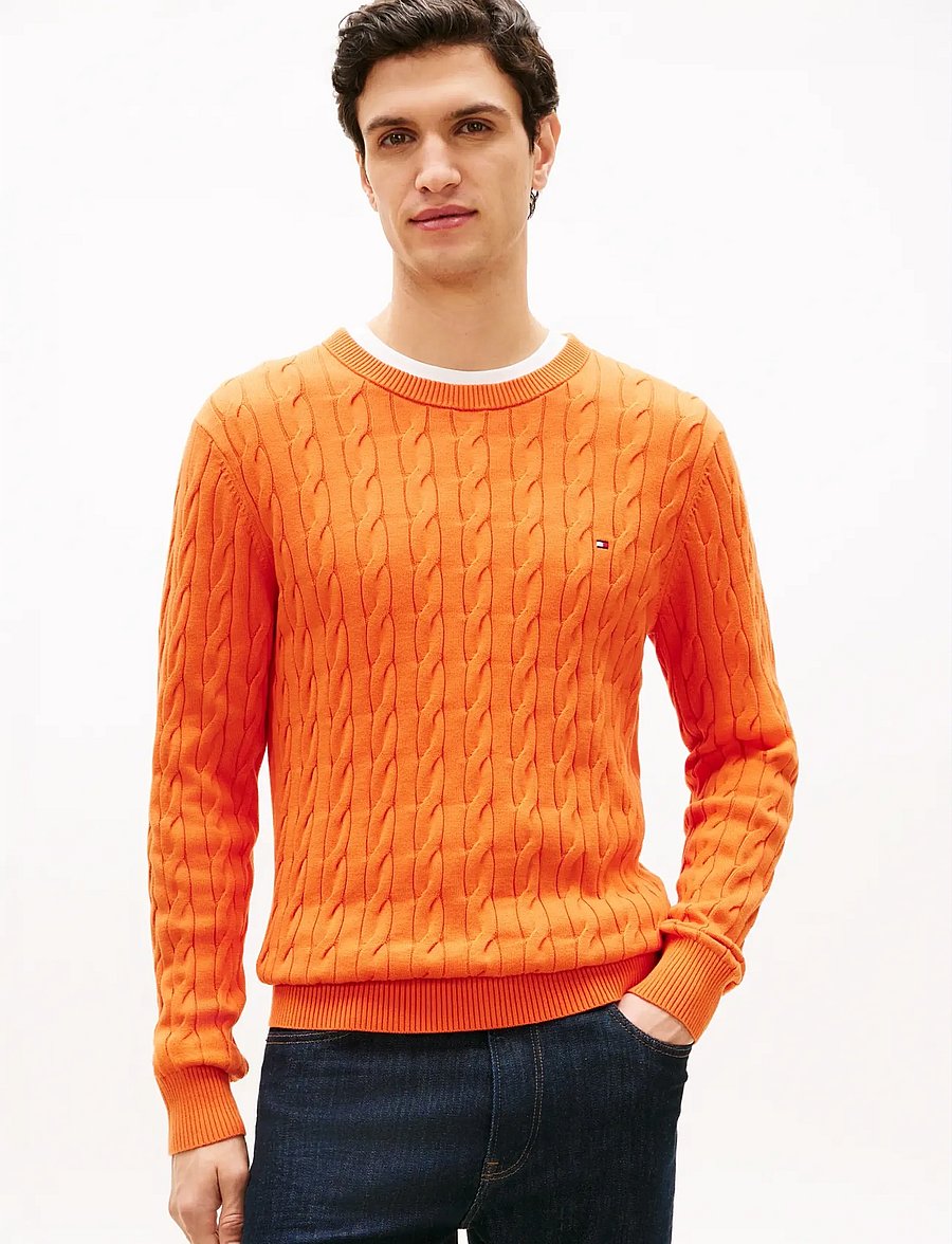 Tommy Hilfiger - CLASSIC COTTON CABLE CREW NECK - rundhals - brilliant orange - 0