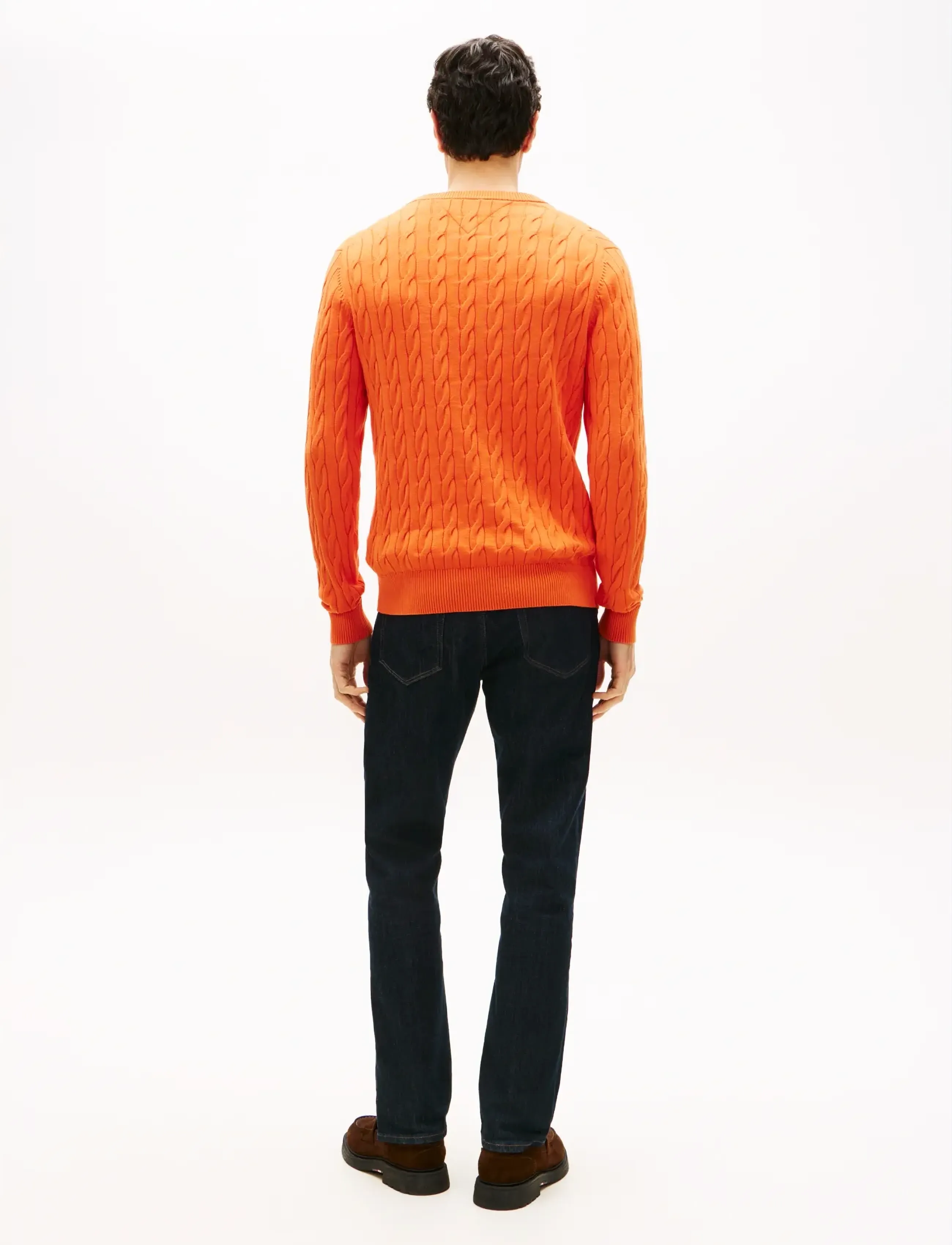 Tommy Hilfiger - CLASSIC COTTON CABLE CREW NECK - okrągły dekolt - brilliant orange - 3