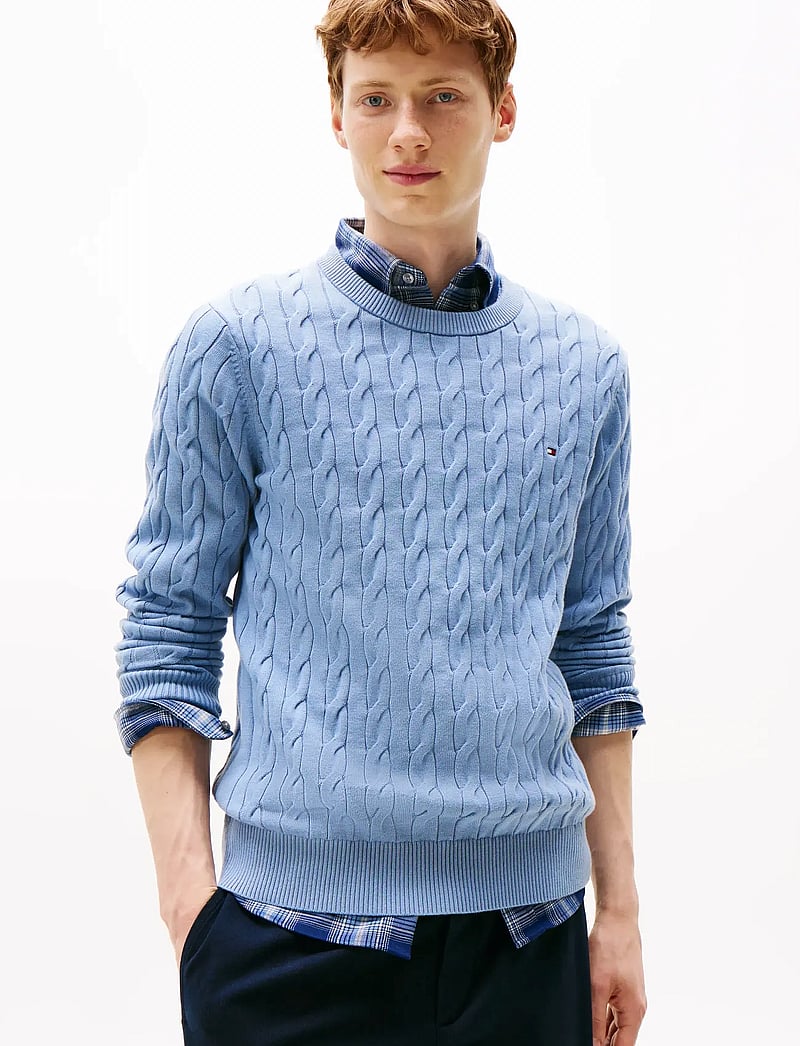 Tommy Hilfiger - CLASSIC COTTON CABLE CREW NECK - rund hals - brisk blue - 0