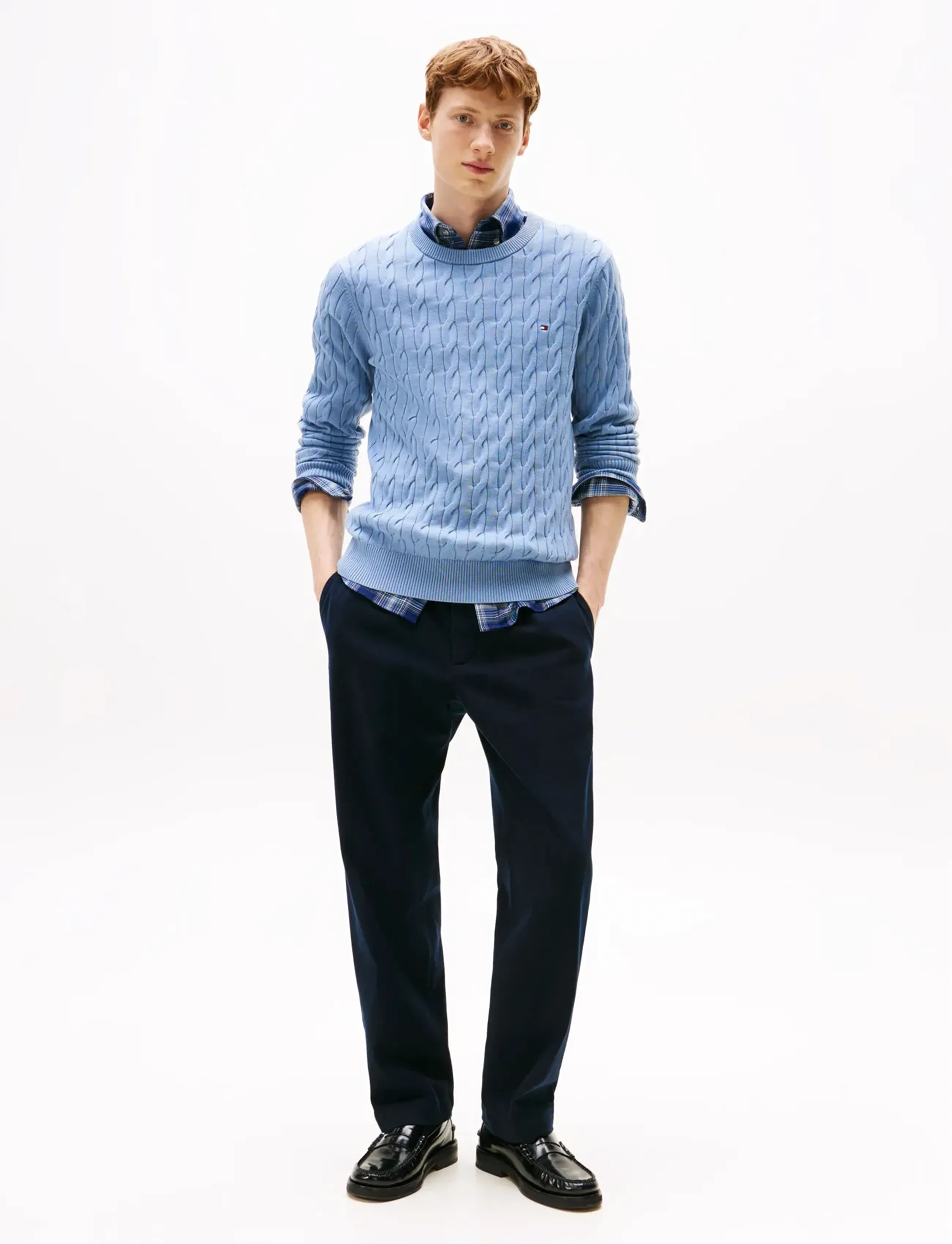 Tommy Hilfiger - CLASSIC COTTON CABLE CREW NECK - pyöreäaukkoiset - brisk blue - 2