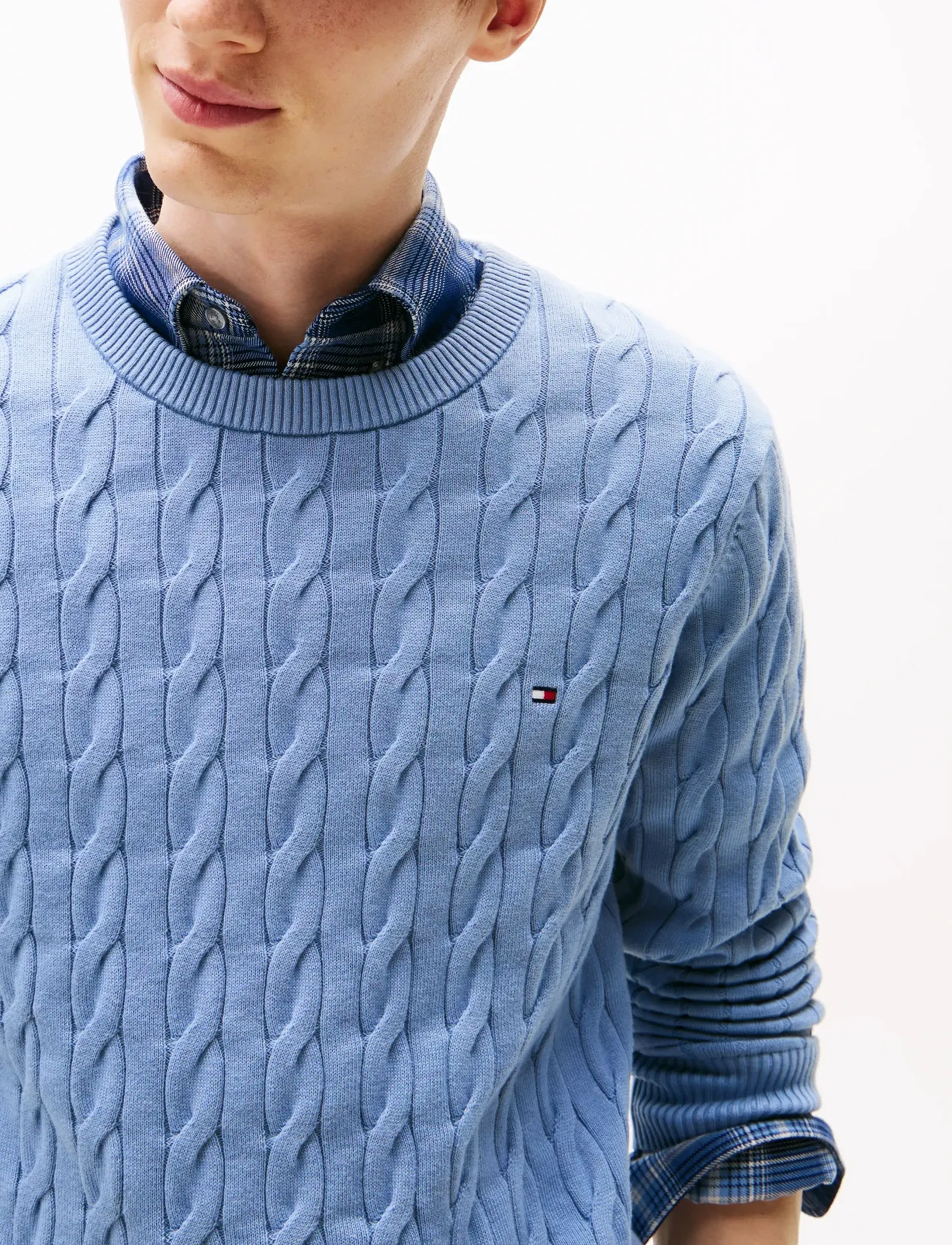 Tommy Hilfiger - CLASSIC COTTON CABLE CREW NECK - pyöreäaukkoiset - brisk blue - 4