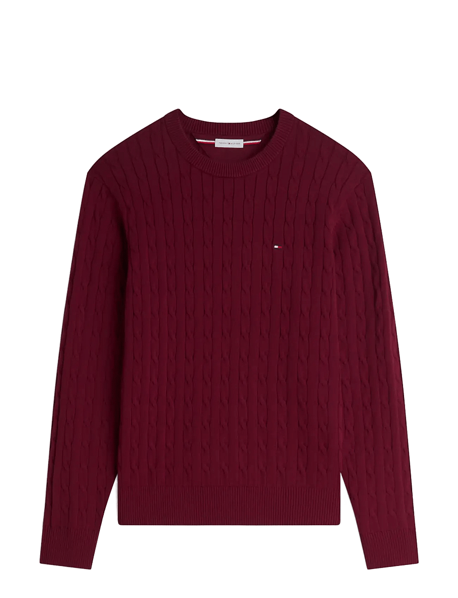 Tommy Hilfiger - CLASSIC COTTON CABLE CREW NECK - round necks - burgundy - 1