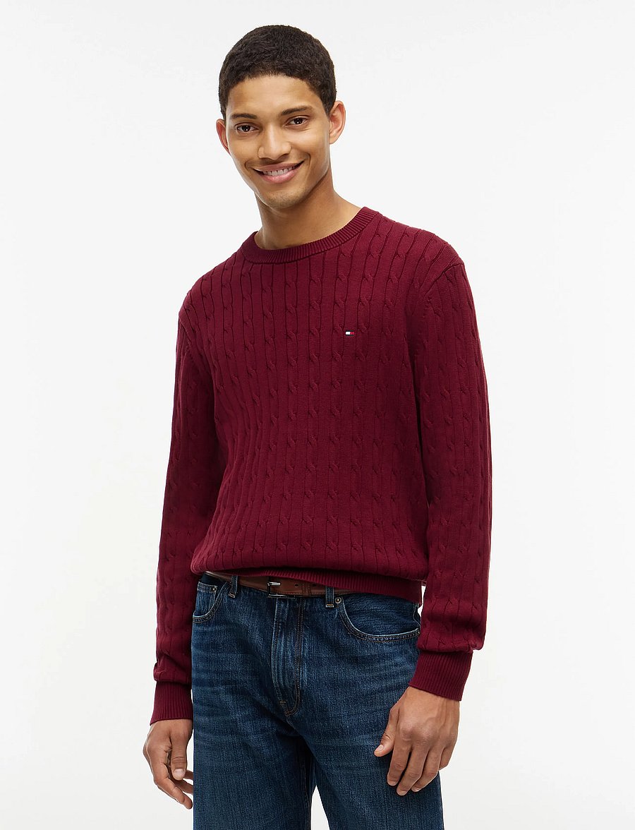 Tommy Hilfiger - CLASSIC COTTON CABLE CREW NECK - round necks - burgundy - 0