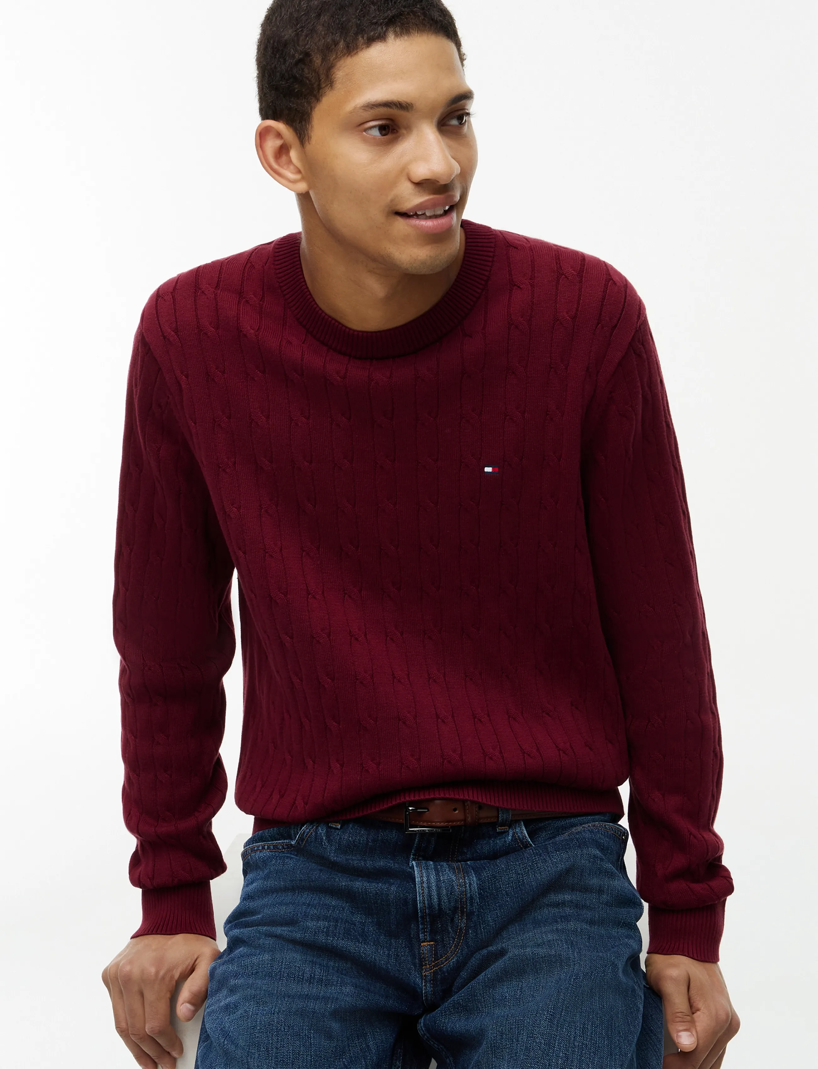 Tommy Hilfiger - CLASSIC COTTON CABLE CREW NECK - rundhals - burgundy - 3