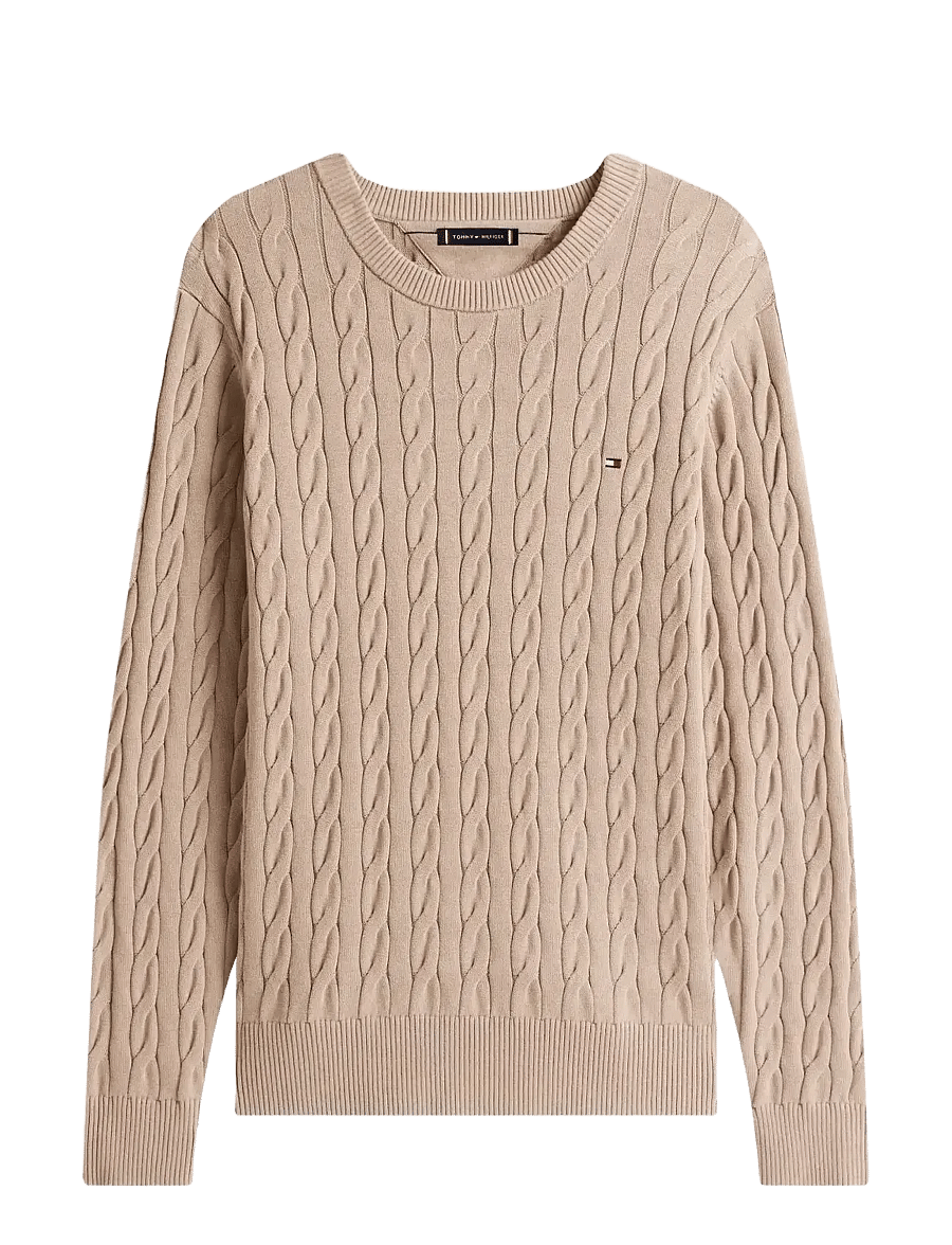Tommy Hilfiger - CLASSIC COTTON CABLE CREW NECK - Ümara kaelusega - coastal taupe - 1