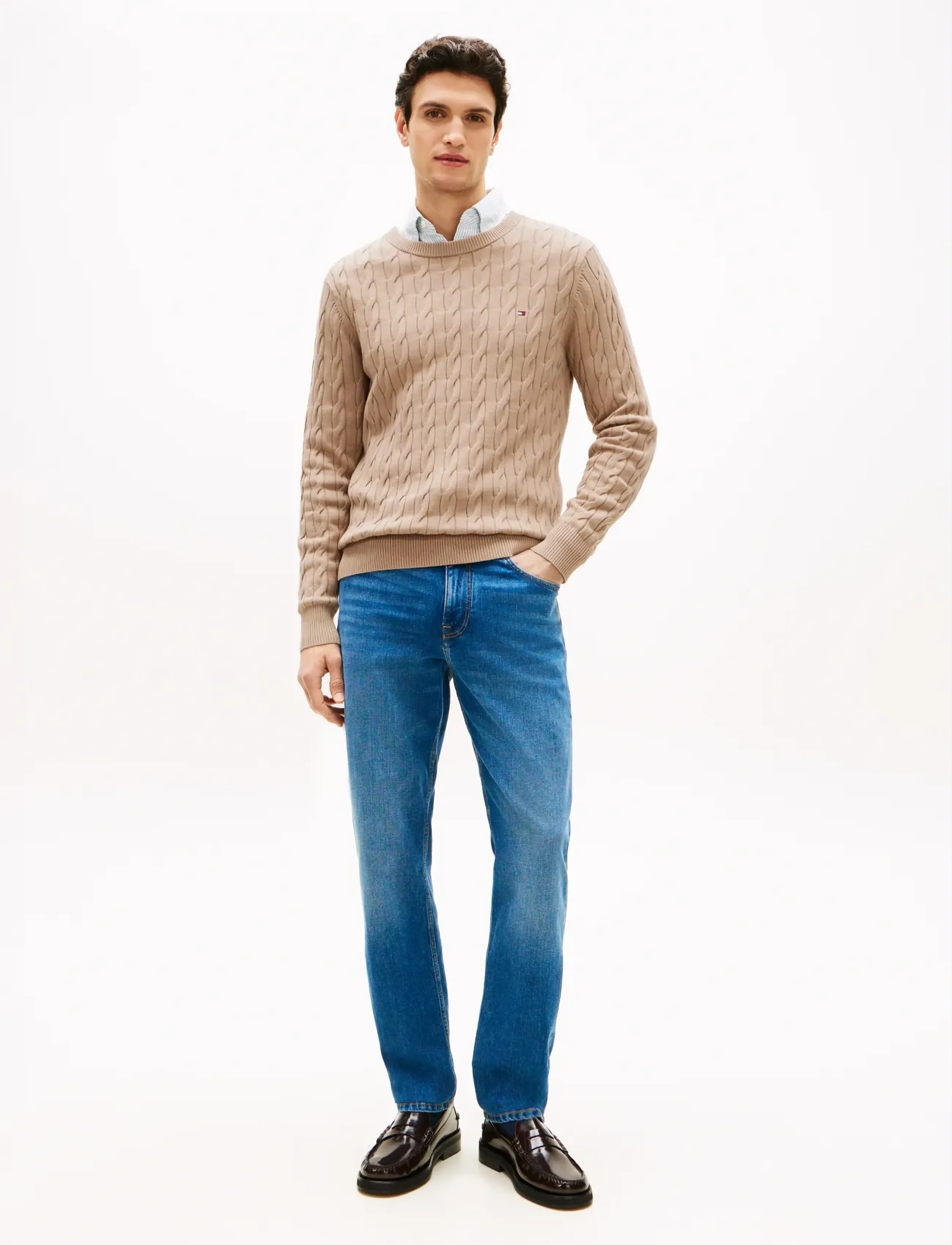 Tommy Hilfiger - CLASSIC COTTON CABLE CREW NECK - rund hals - coastal taupe - 2