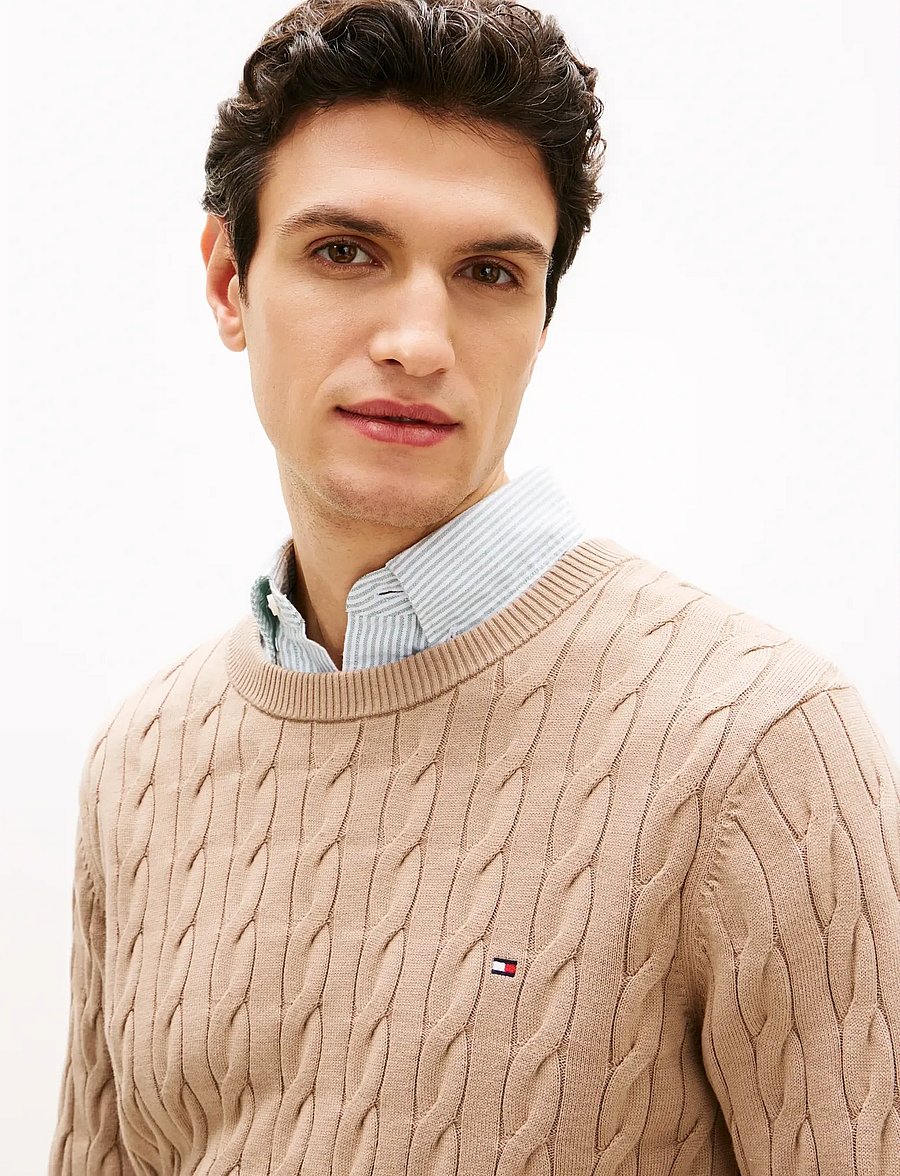 Tommy Hilfiger - CLASSIC COTTON CABLE CREW NECK - Ümara kaelusega - coastal taupe - 4