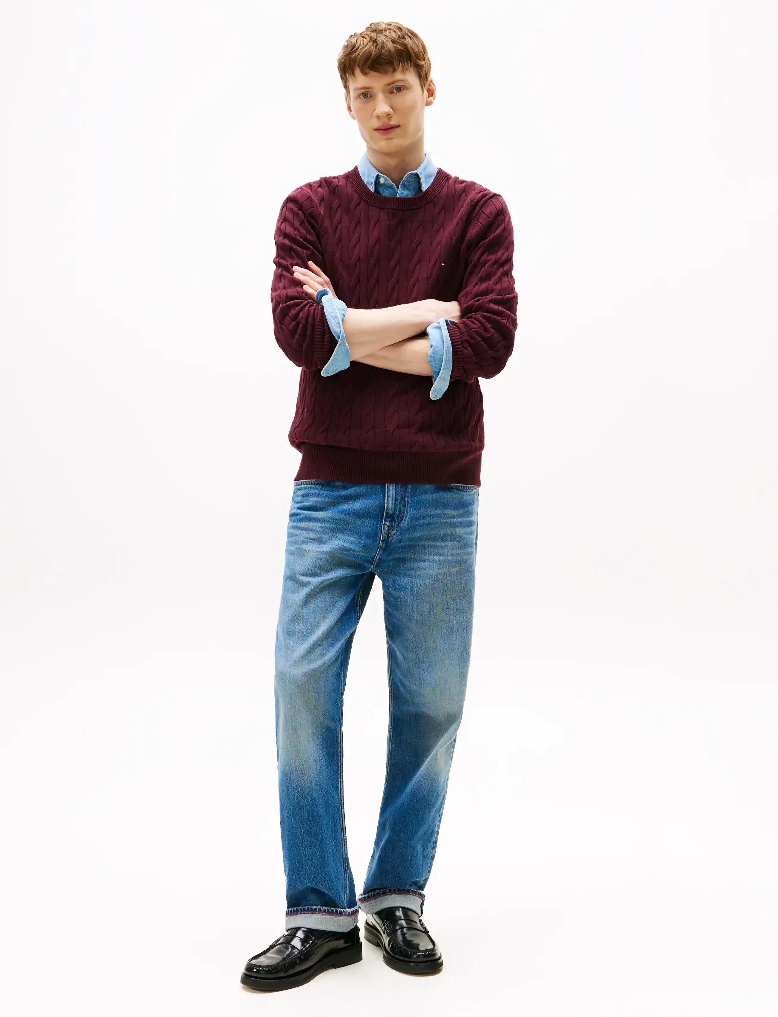 Tommy Hilfiger - CLASSIC COTTON CABLE CREW NECK - basic-strickmode - deep burgundy - 2