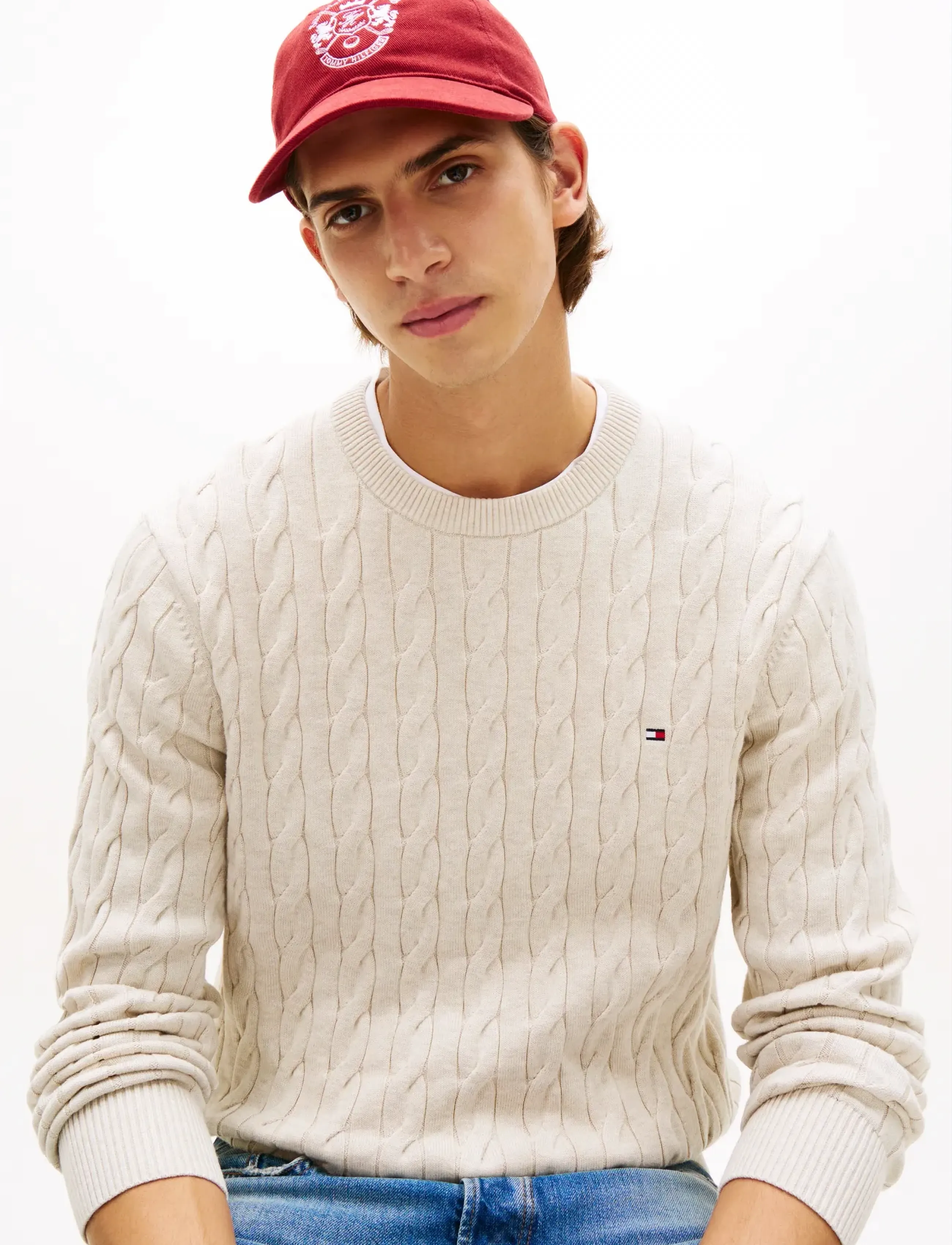 Tommy Hilfiger - CLASSIC COTTON CABLE CREW NECK - rundhals - heathered oatmilk - 4