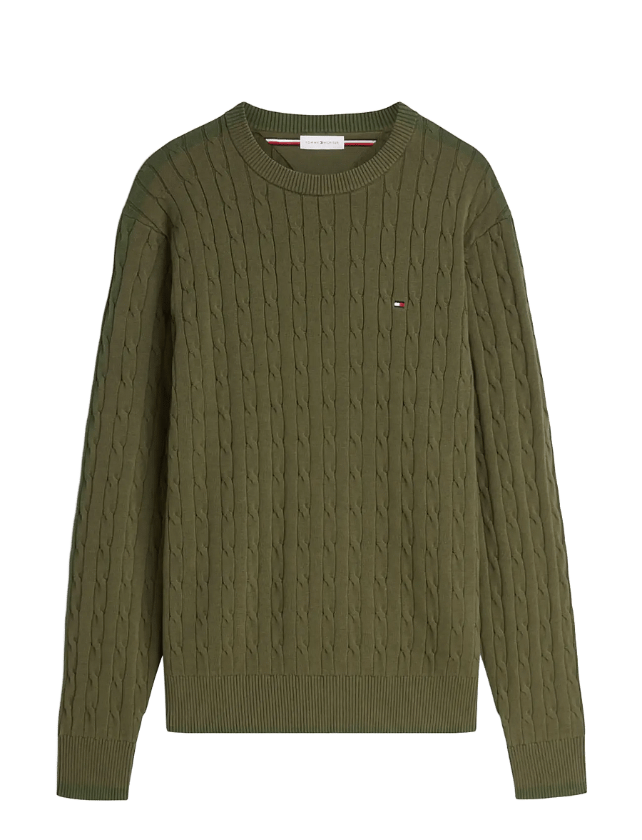 Tommy Hilfiger - CLASSIC COTTON CABLE CREW NECK - round necks - huntsman green - 1