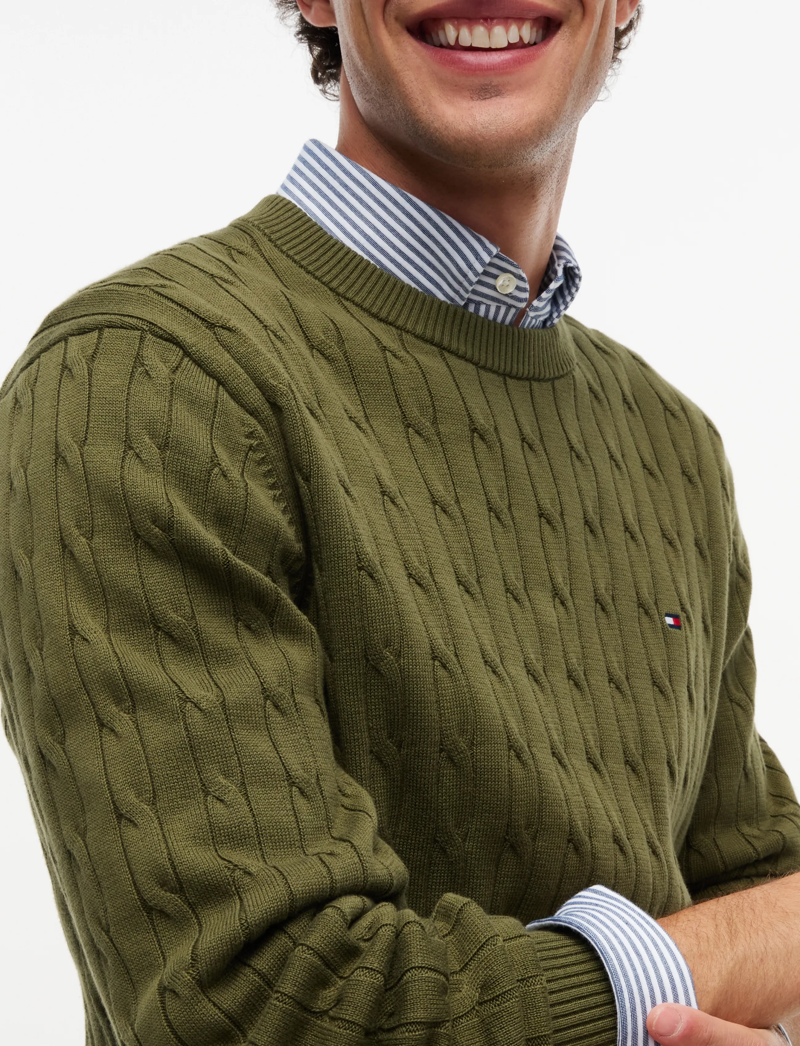Tommy Hilfiger - CLASSIC COTTON CABLE CREW NECK - rund hals - huntsman green - 3