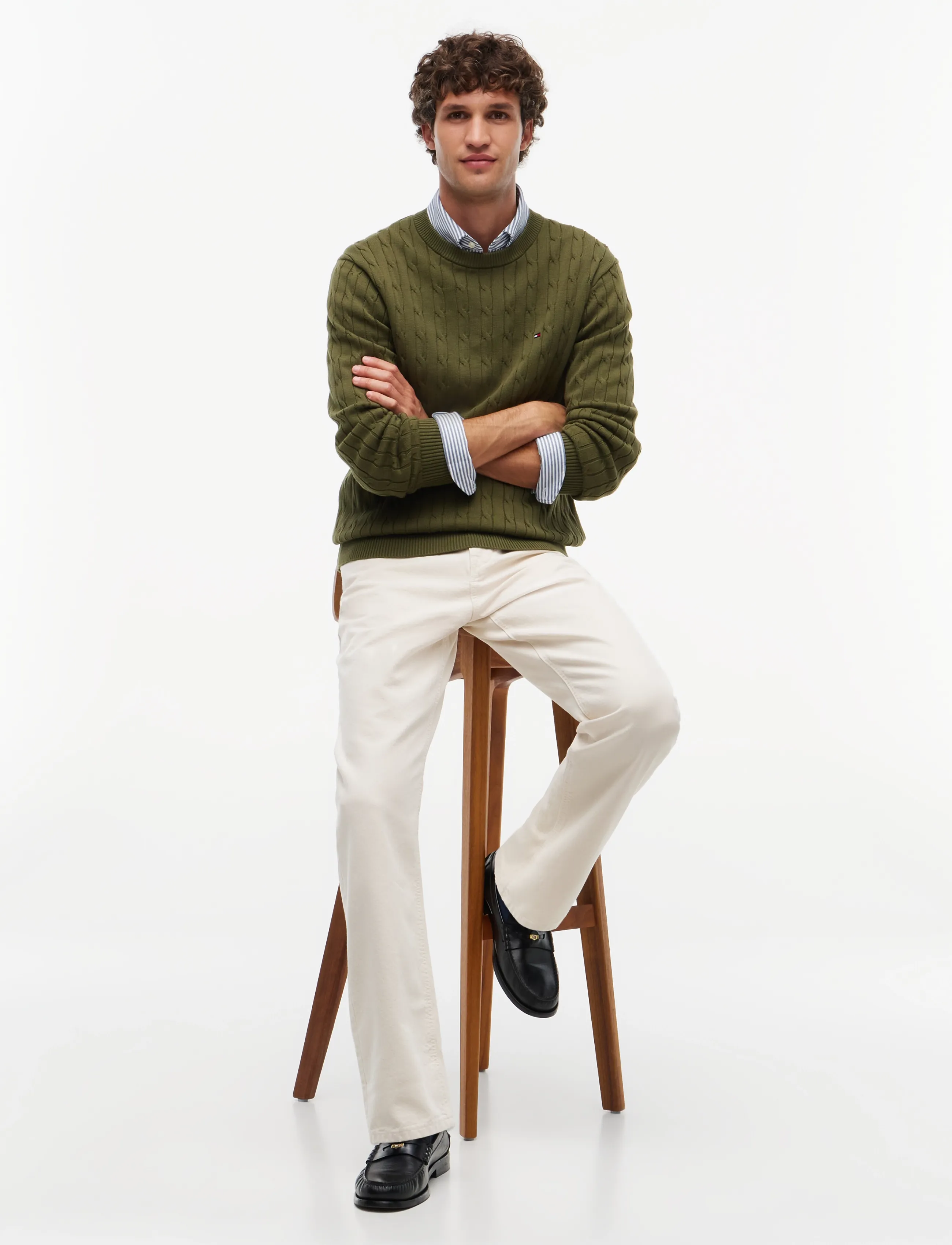 Tommy Hilfiger - CLASSIC COTTON CABLE CREW NECK - rund hals - huntsman green - 4