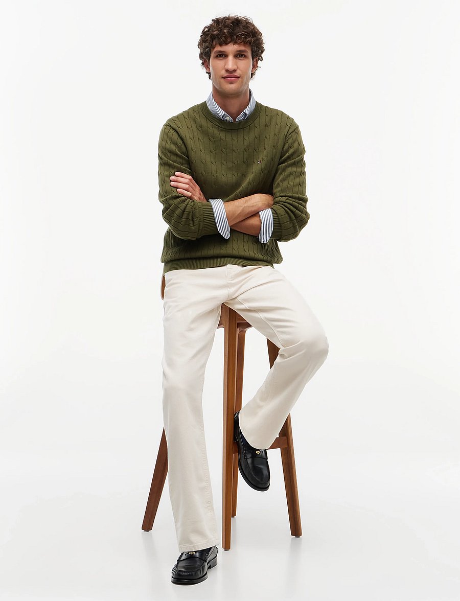 Tommy Hilfiger - CLASSIC COTTON CABLE CREW NECK - round necks - huntsman green - 4