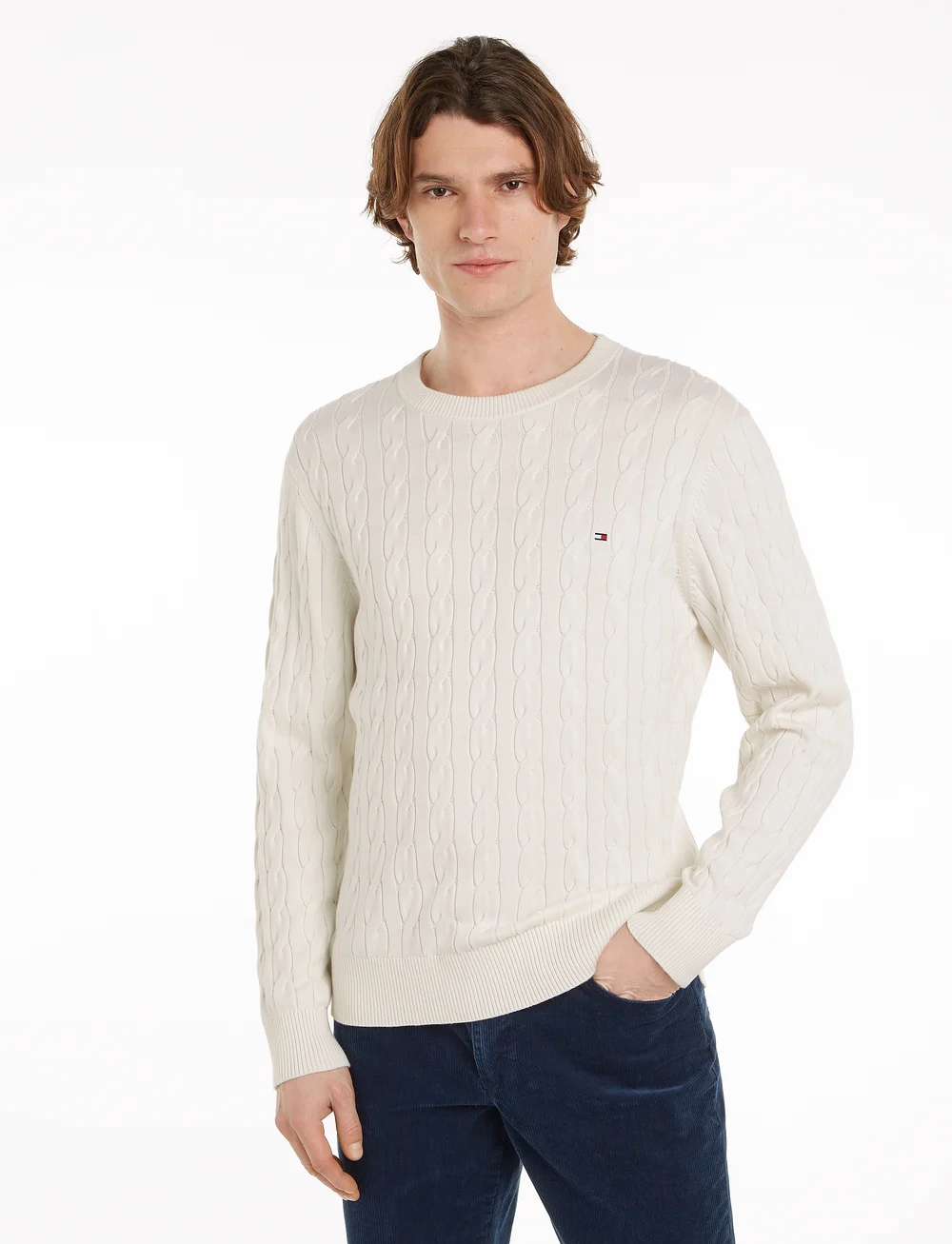 Tommy Hilfiger - CLASSIC COTTON CABLE CREW NECK - rundhals - ivory - 0