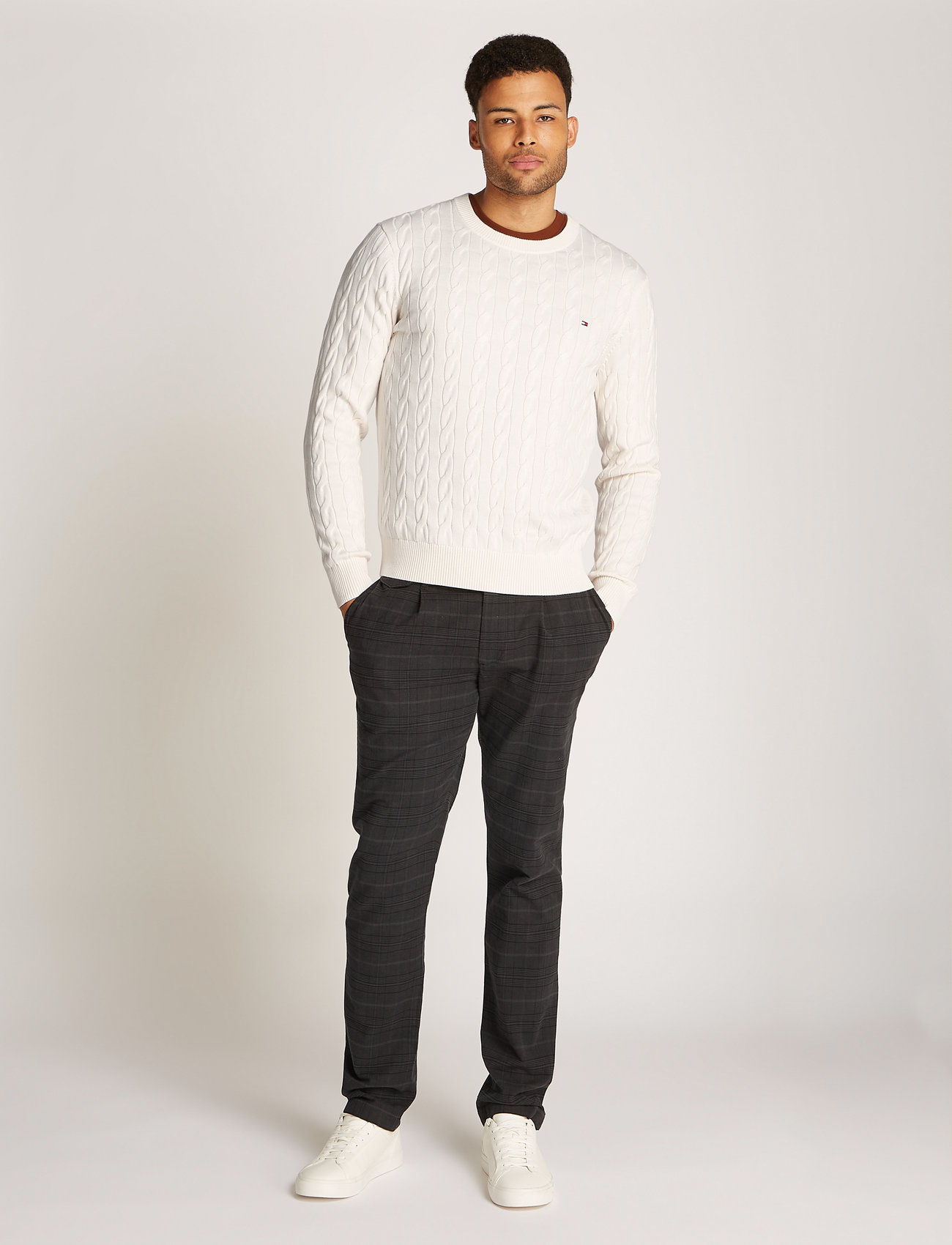 Tommy Hilfiger - CLASSIC COTTON CABLE CREW NECK - rund hals - ivory petal - 0