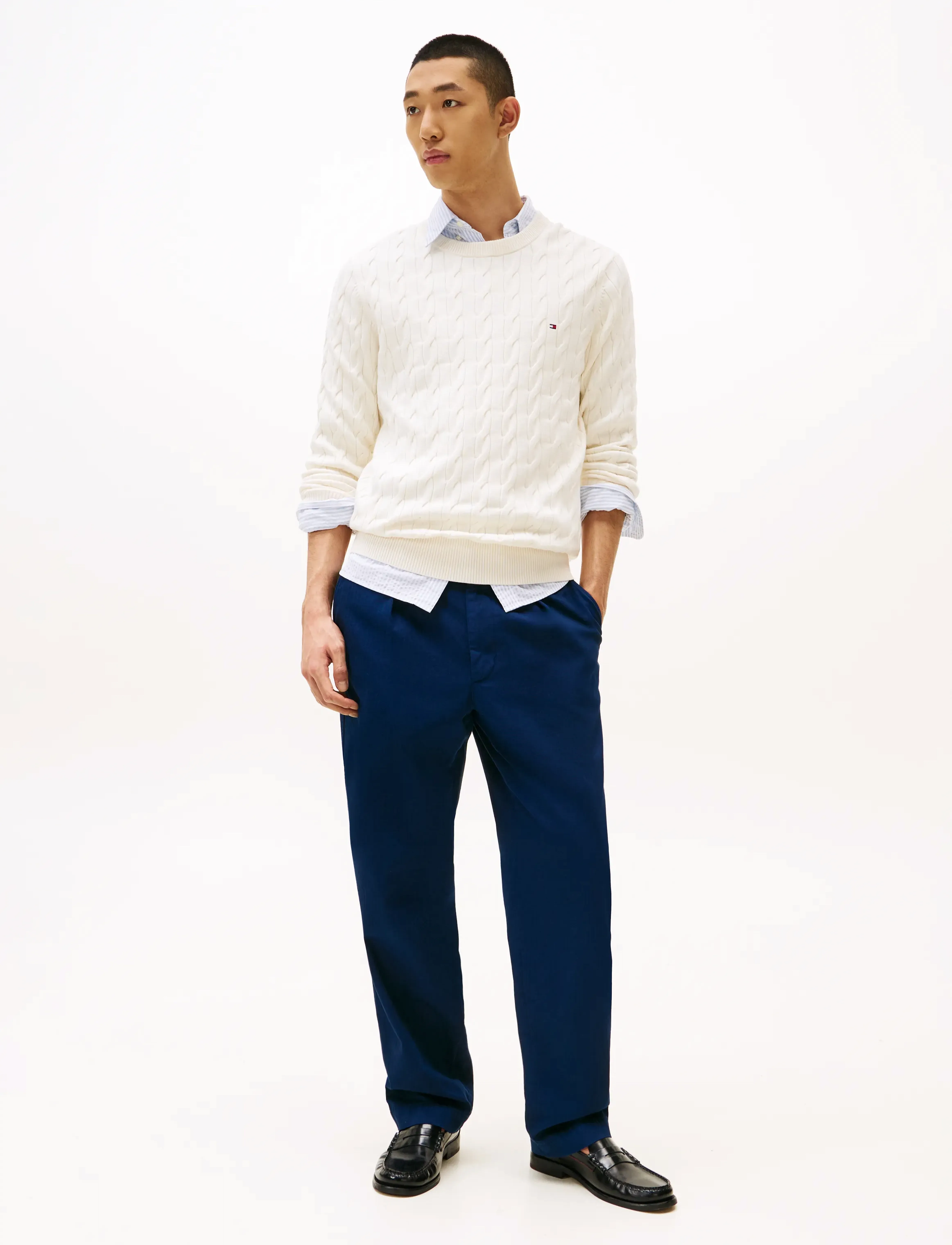 Tommy Hilfiger - CLASSIC COTTON CABLE CREW NECK - rundhalsad - ivory petal - 3