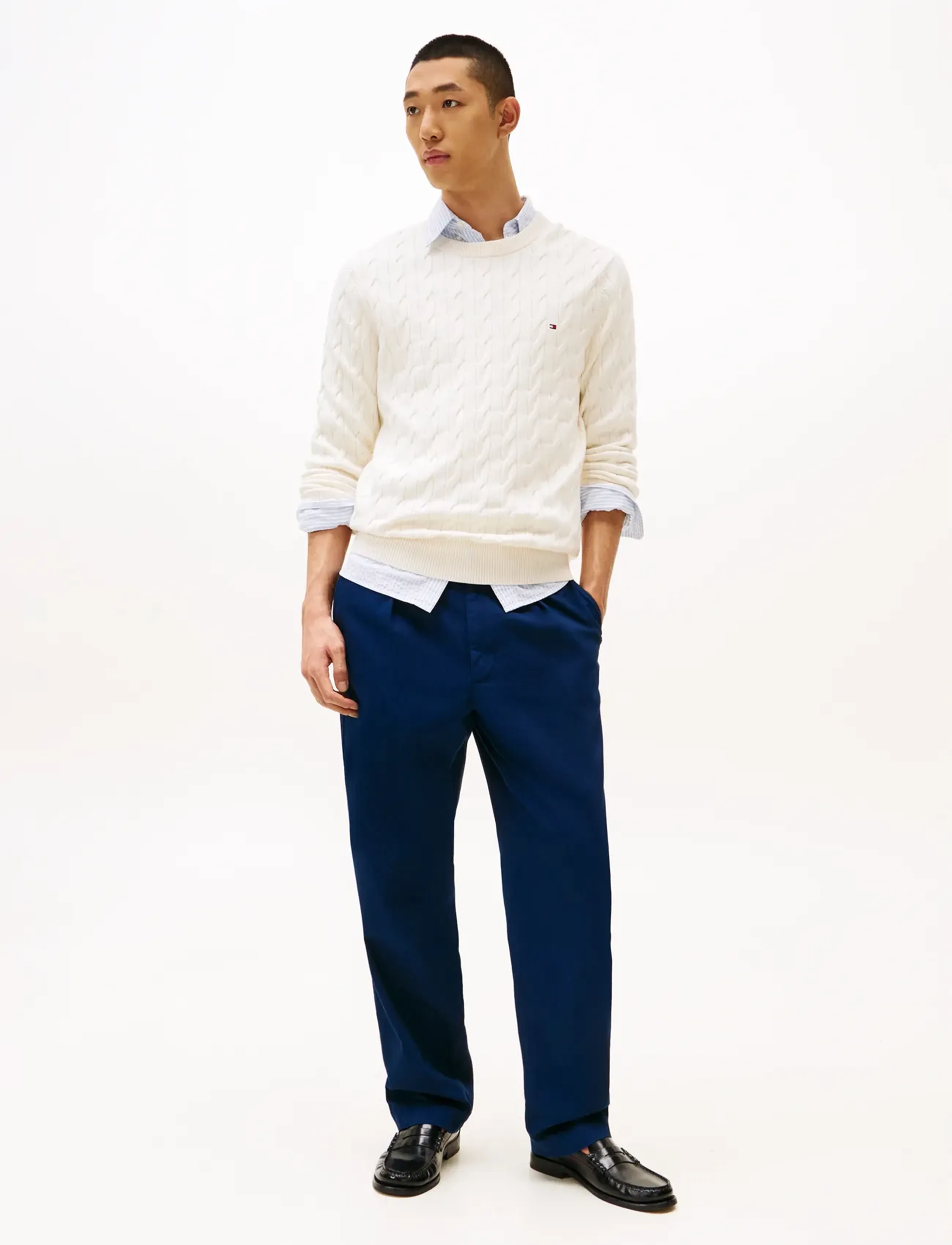 Tommy Hilfiger - CLASSIC COTTON CABLE CREW NECK - rundhalsad - ivory petal - 4