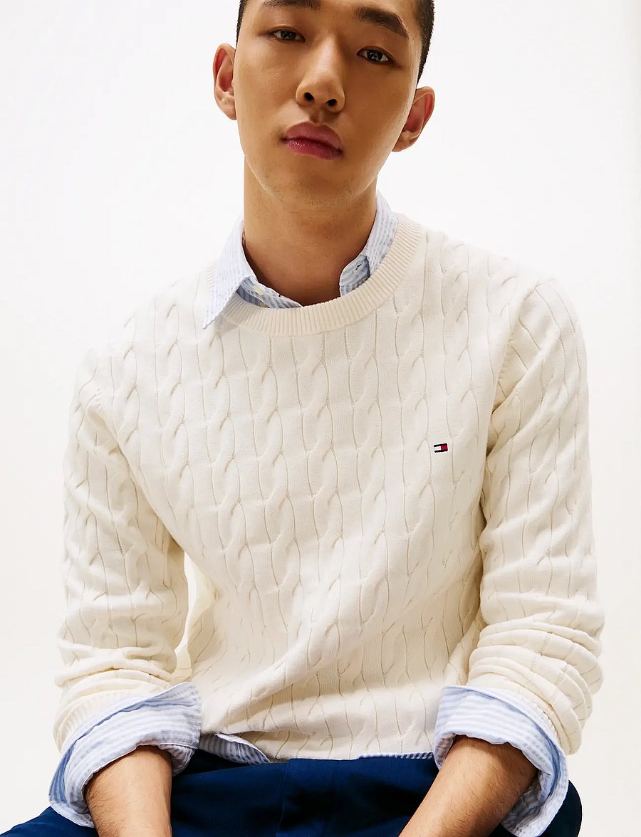 Tommy Hilfiger - CLASSIC COTTON CABLE CREW NECK - rundhals - ivory petal - 5