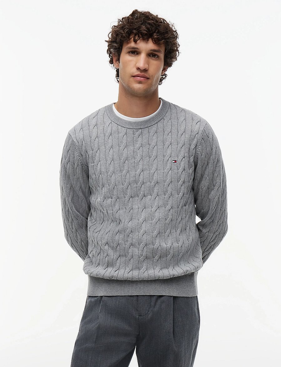 Tommy Hilfiger - CLASSIC COTTON CABLE CREW NECK - rundhals - medium grey heather - 0