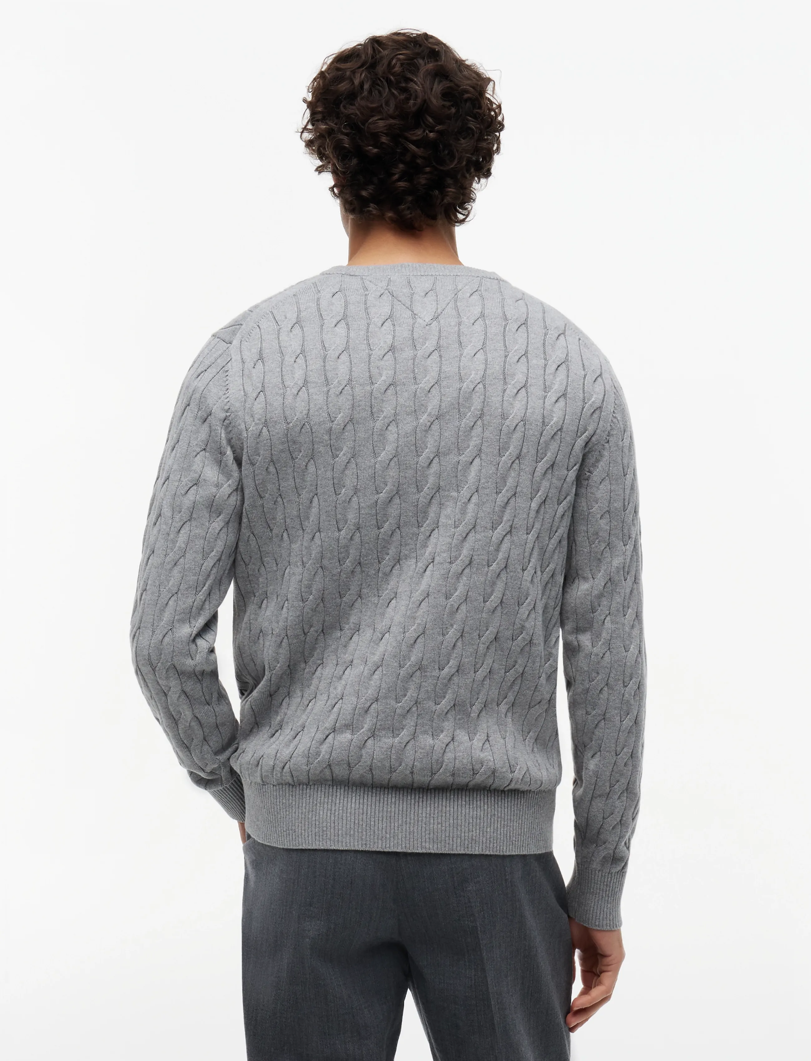 Tommy Hilfiger - CLASSIC COTTON CABLE CREW NECK - basic-strickmode - medium grey heather - 2
