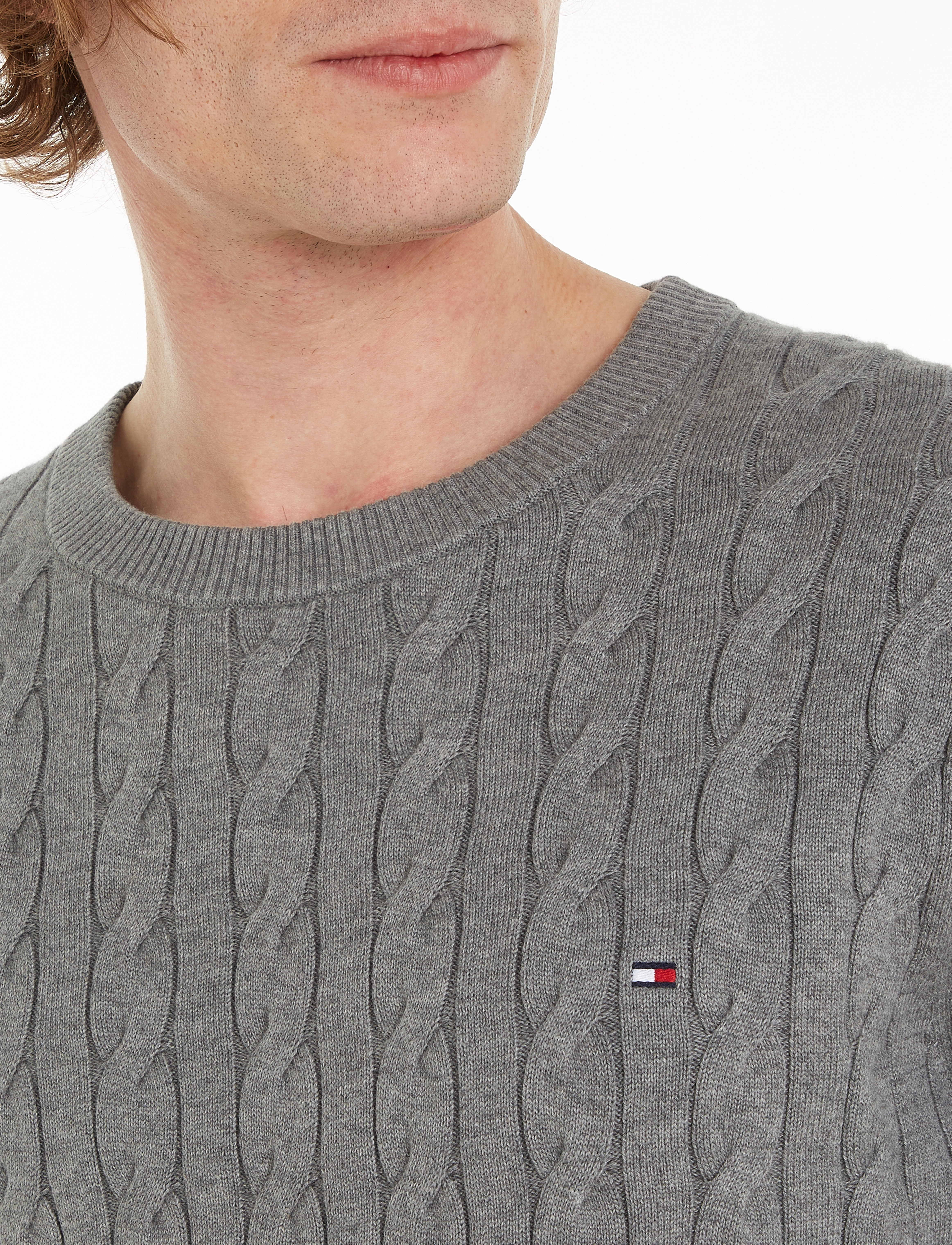 Tommy Hilfiger - CLASSIC COTTON CABLE CREW NECK - rund hals - medium grey heather - 3