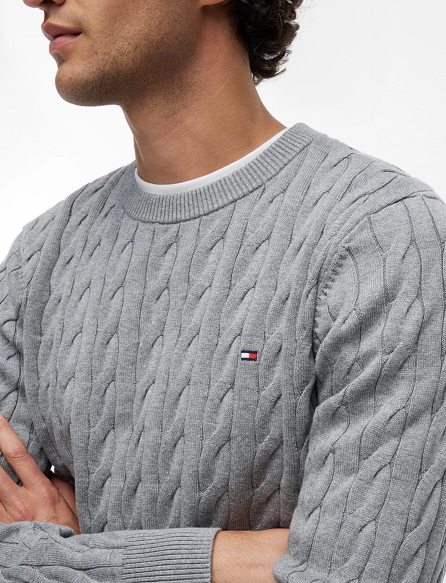 Tommy Hilfiger - CLASSIC COTTON CABLE CREW NECK - rundhals - medium grey heather - 3