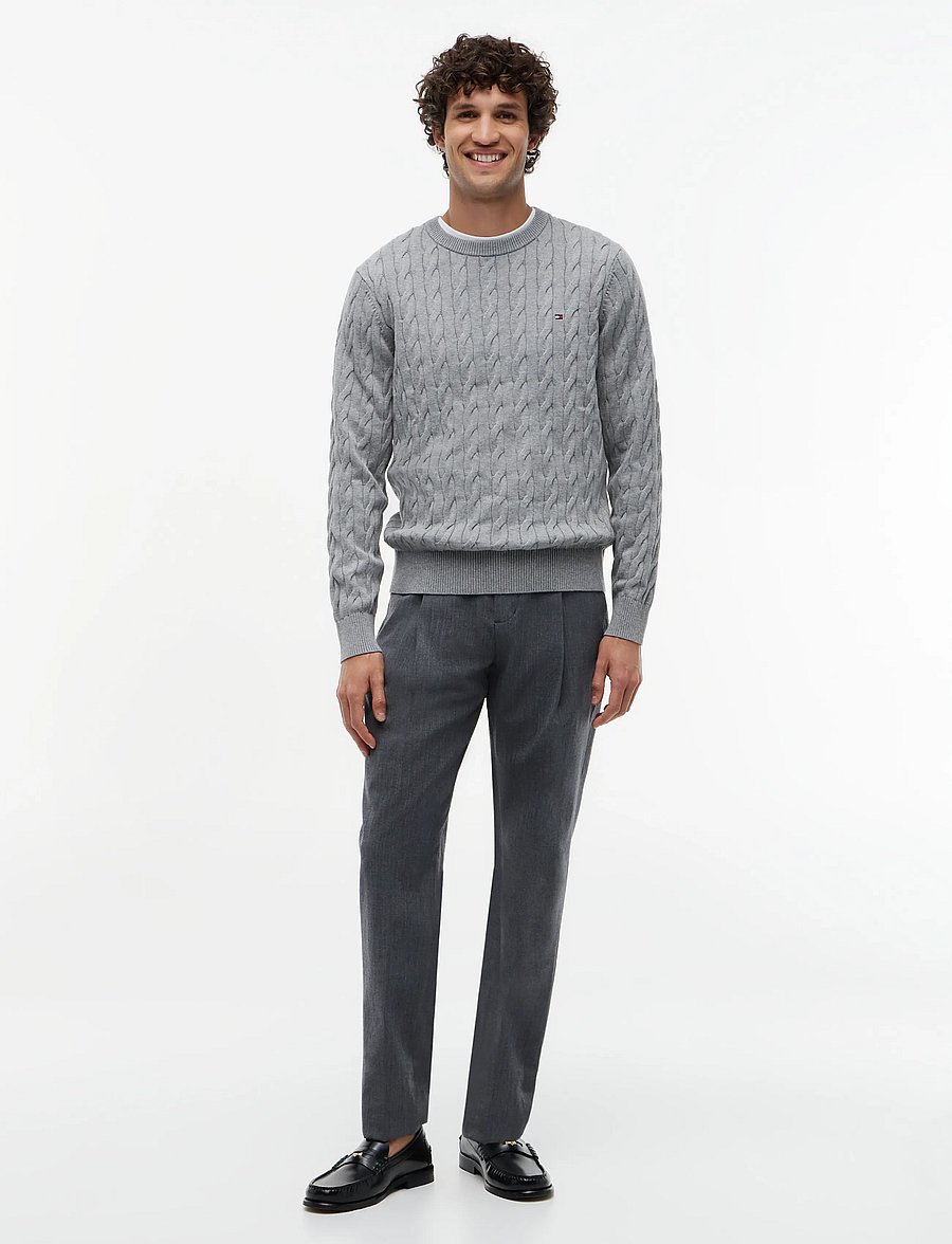 Tommy Hilfiger - CLASSIC COTTON CABLE CREW NECK - rundhals - medium grey heather - 4
