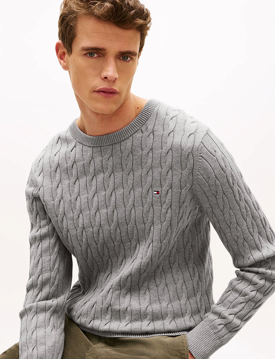 Tommy Hilfiger - CLASSIC COTTON CABLE CREW NECK - rundhals - medium grey heather - 5