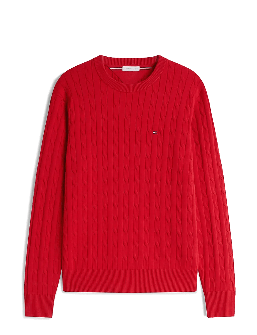 Tommy Hilfiger - CLASSIC COTTON CABLE CREW NECK - round necks - medium red - 1