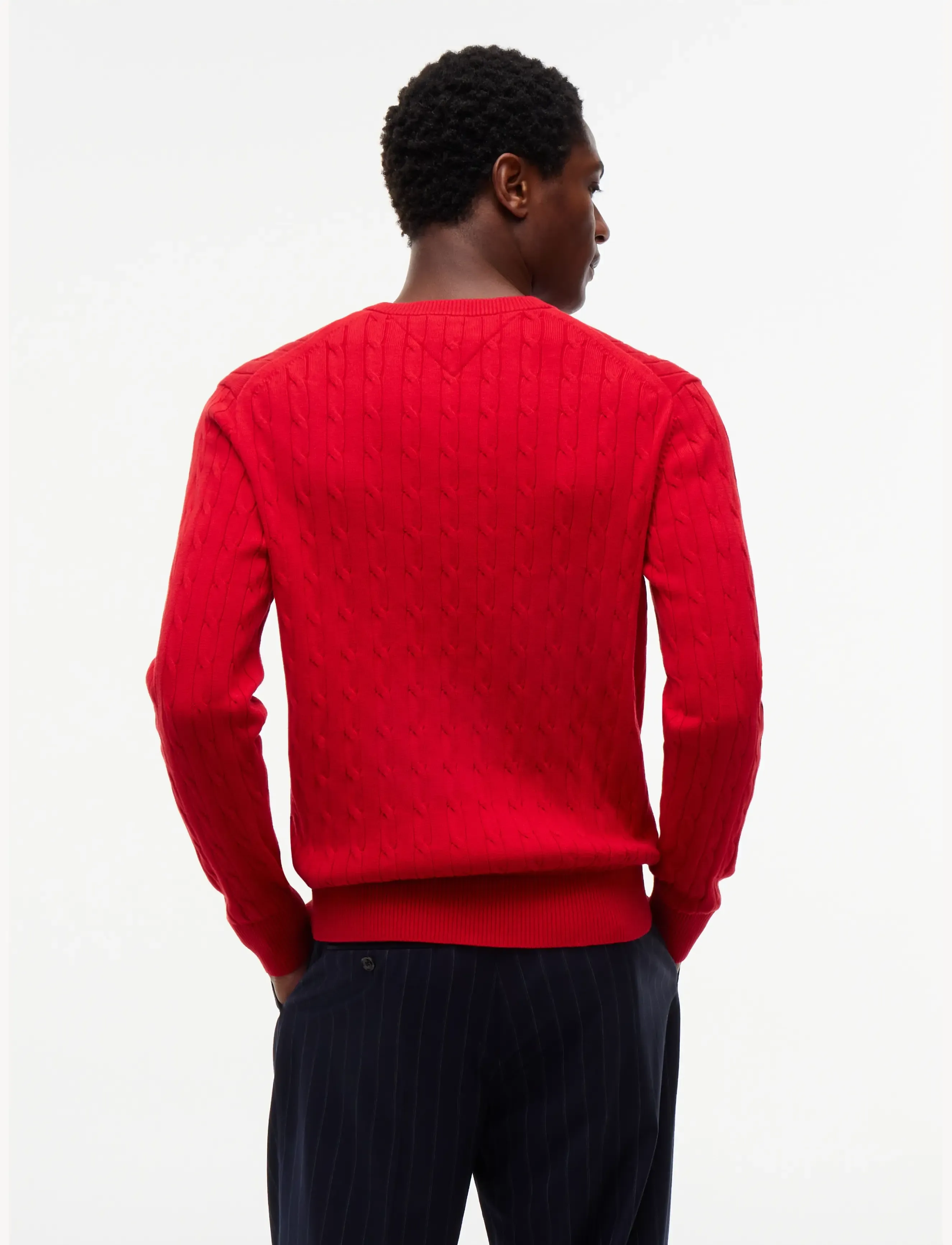 Tommy Hilfiger - CLASSIC COTTON CABLE CREW NECK - rund hals - medium red - 2