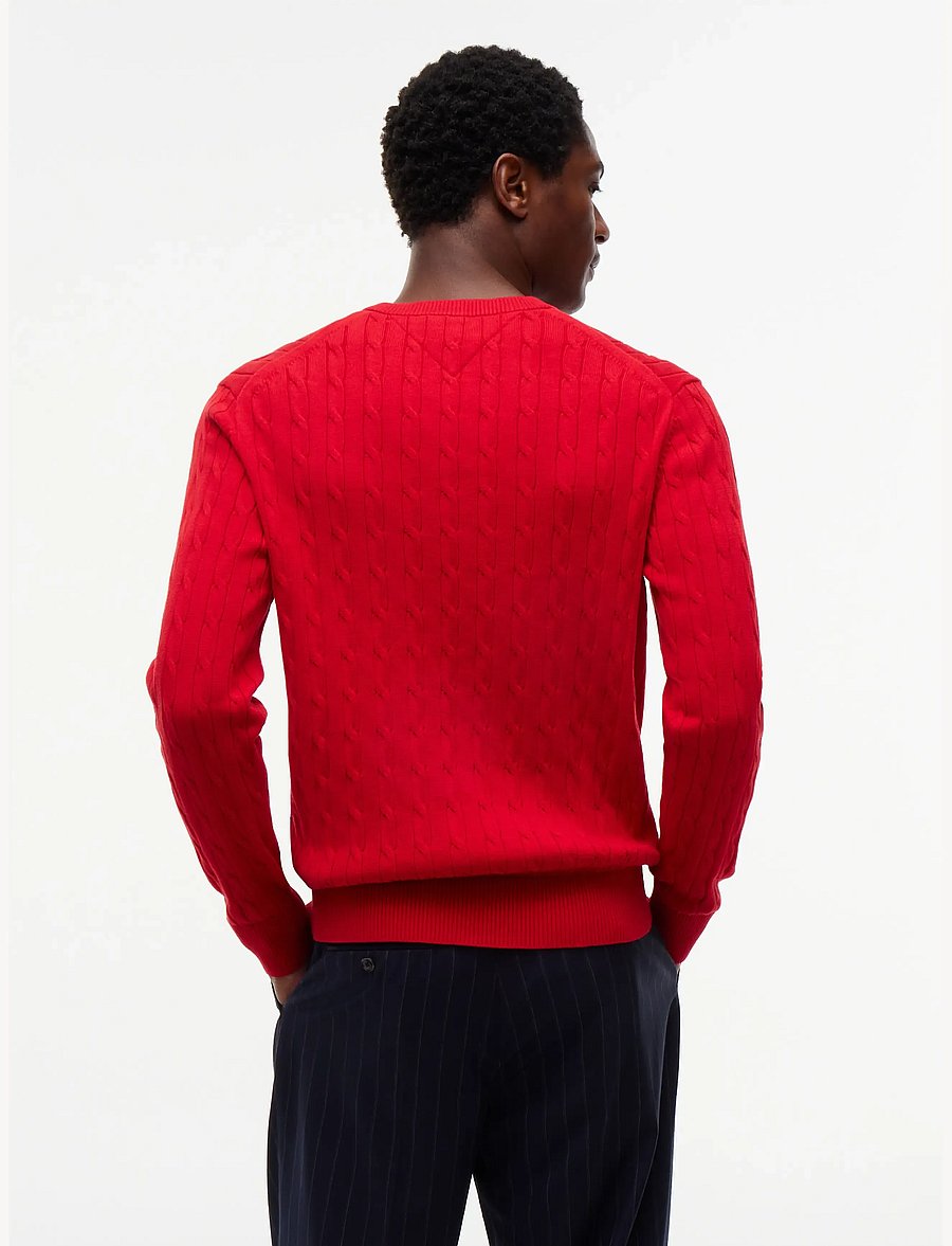Tommy Hilfiger - CLASSIC COTTON CABLE CREW NECK - round necks - medium red - 2