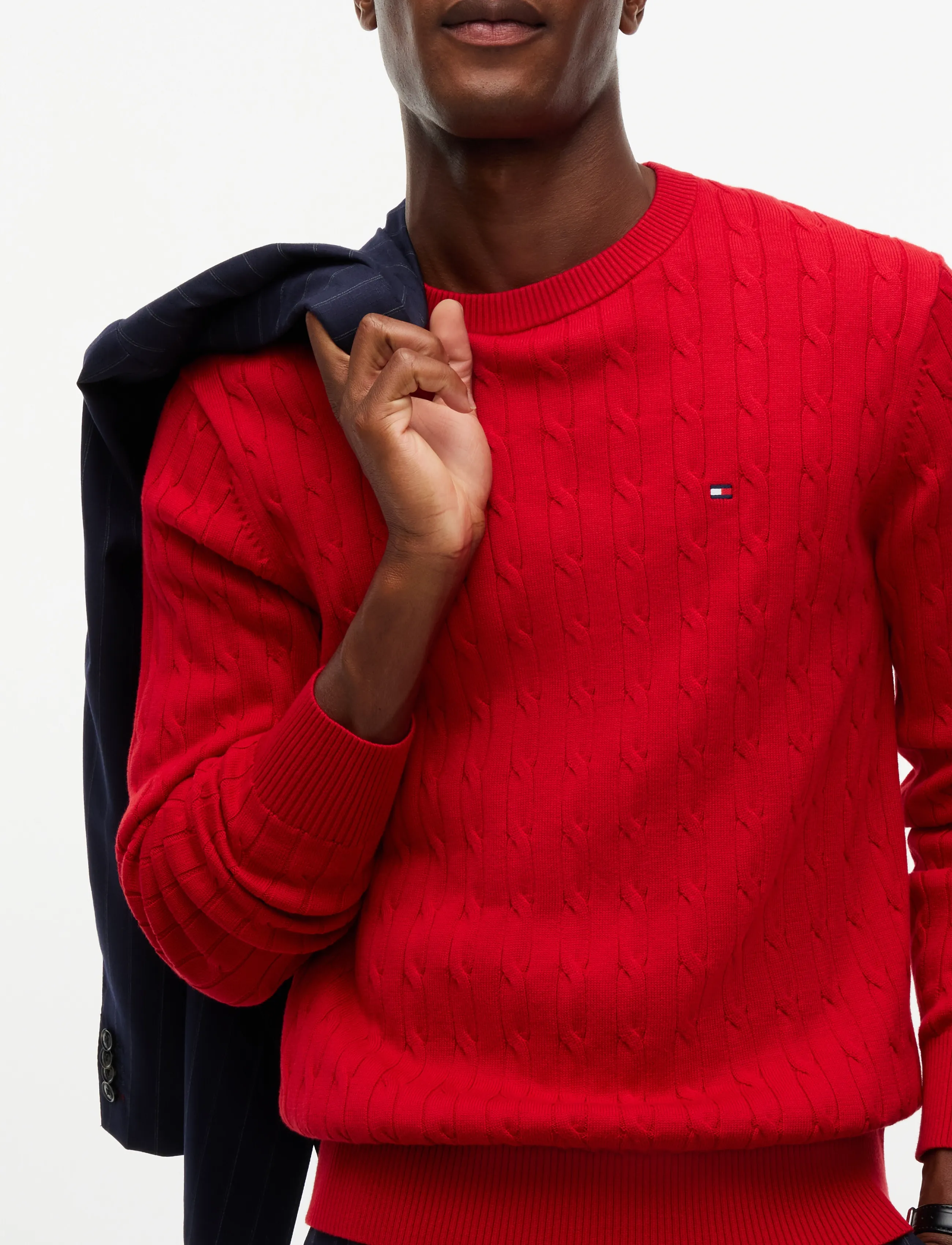 Tommy Hilfiger - CLASSIC COTTON CABLE CREW NECK - rund hals - medium red - 3