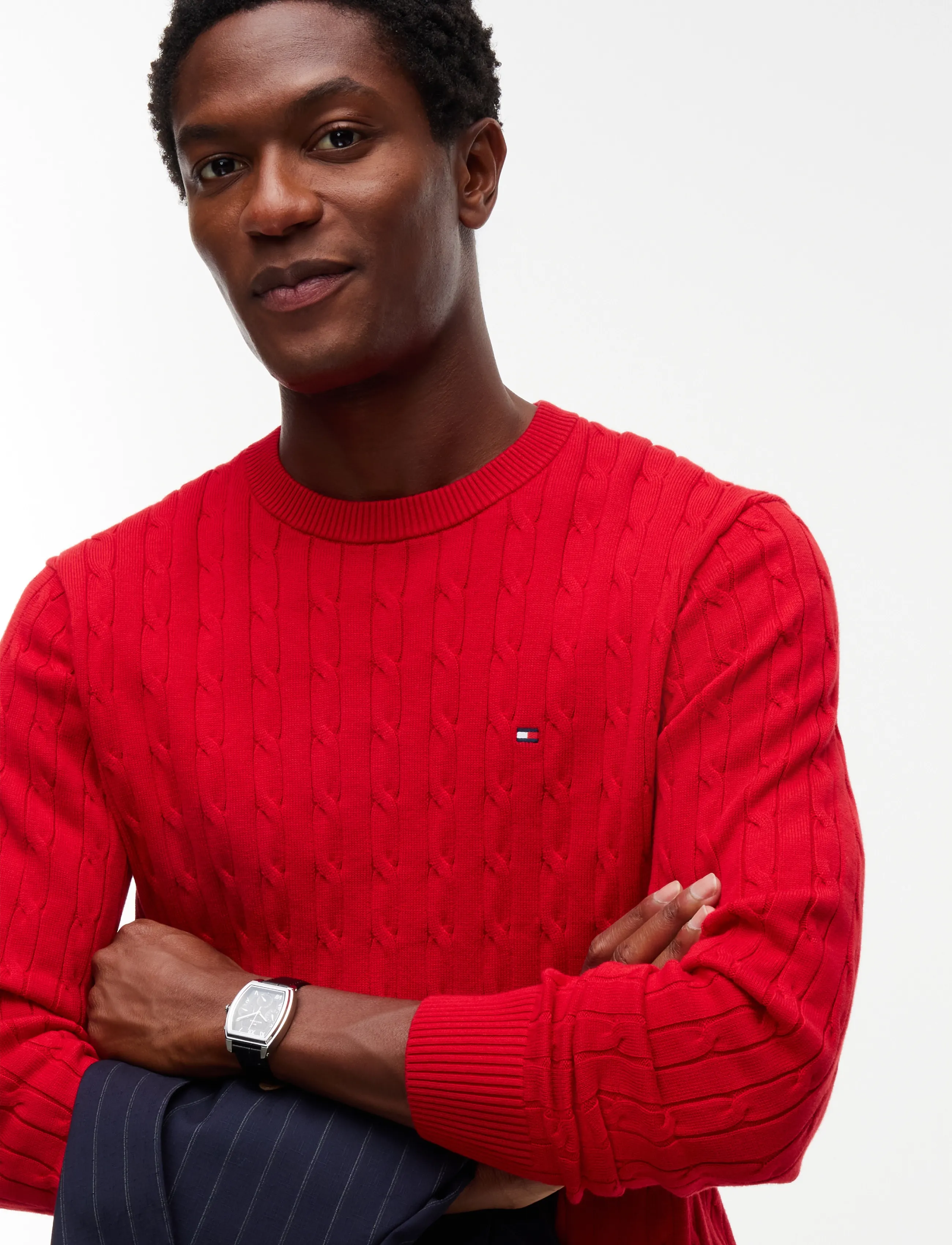 Tommy Hilfiger - CLASSIC COTTON CABLE CREW NECK - rund hals - medium red - 5