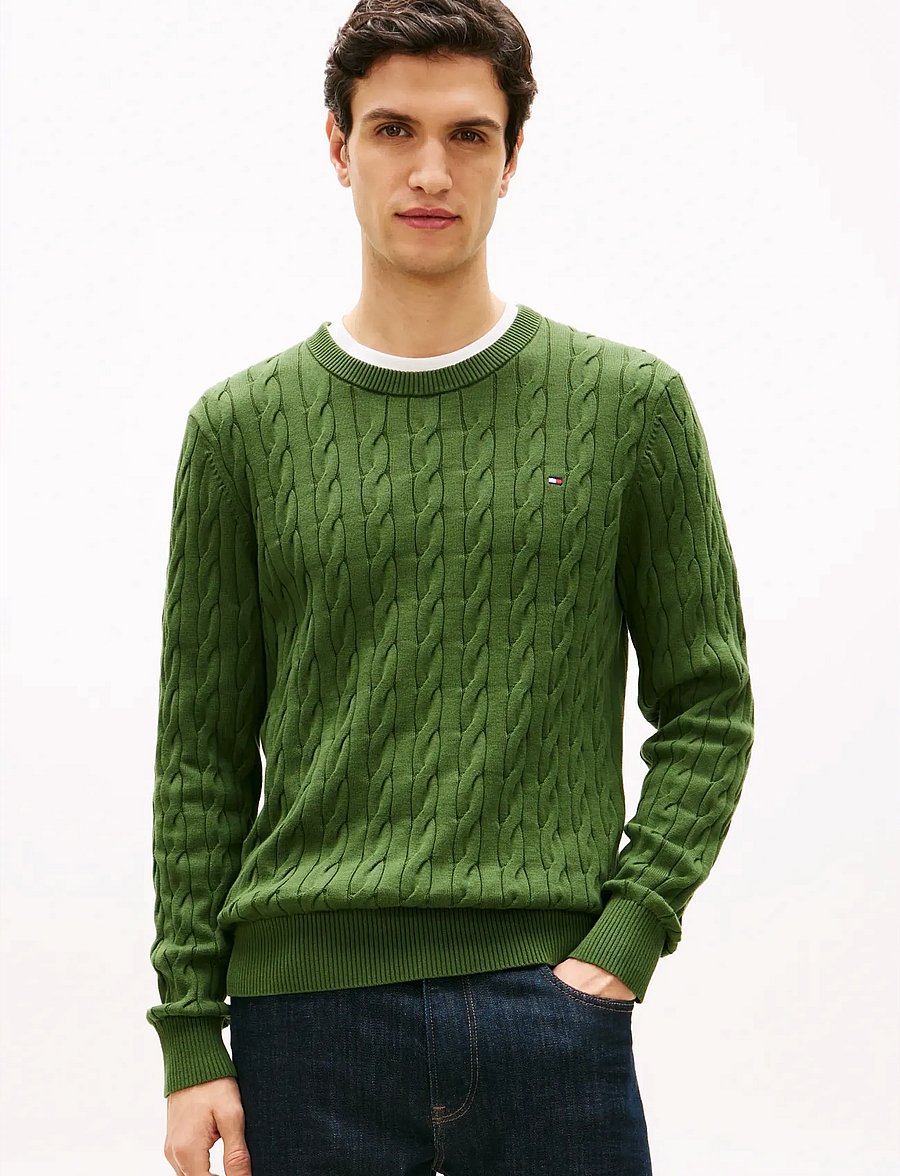 Tommy Hilfiger - CLASSIC COTTON CABLE CREW NECK - Ümara kaelusega - mountain pine - 0